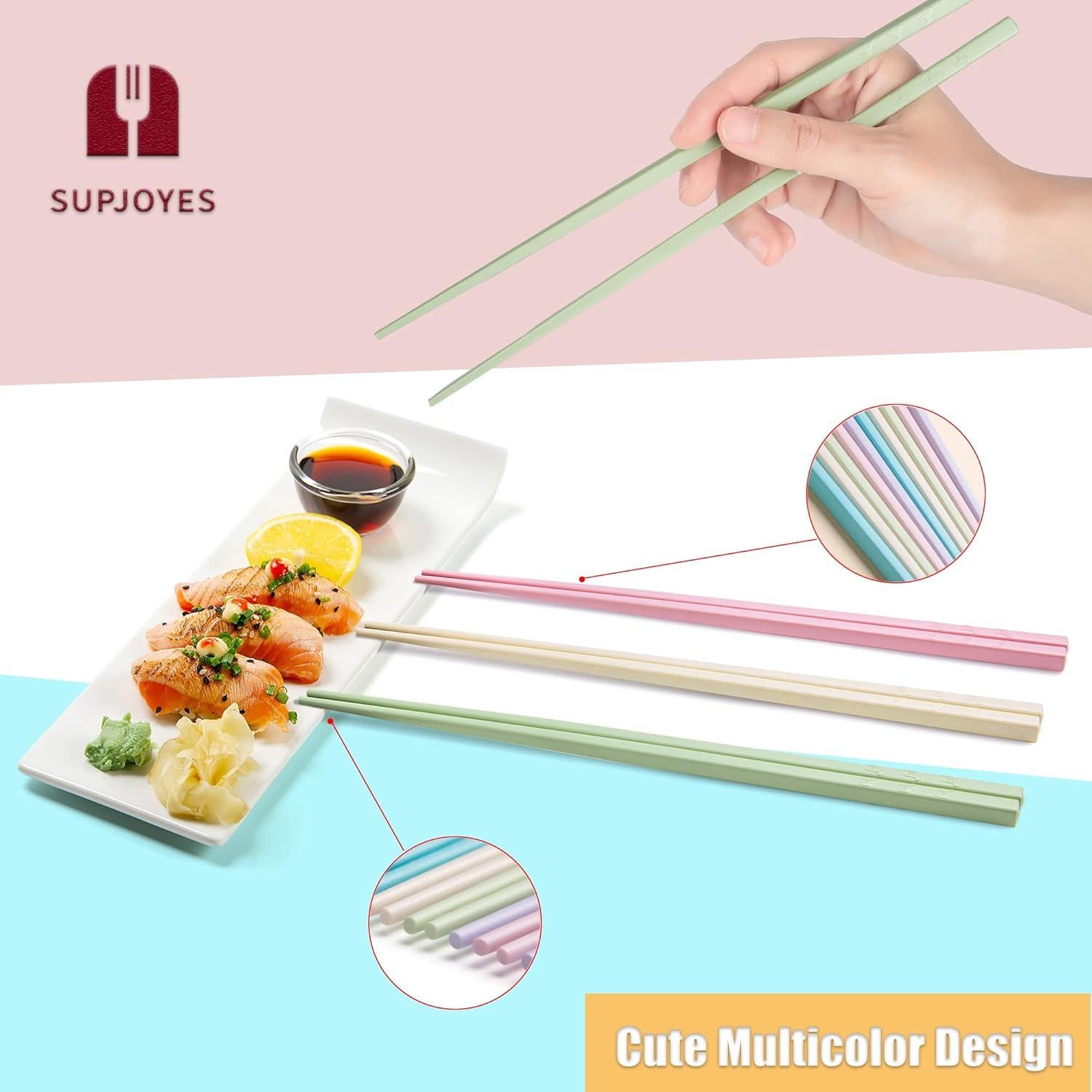 Palillos Reutilizables SUPJOYES 5 Pares Fibra de Vidrio 24.1 cm