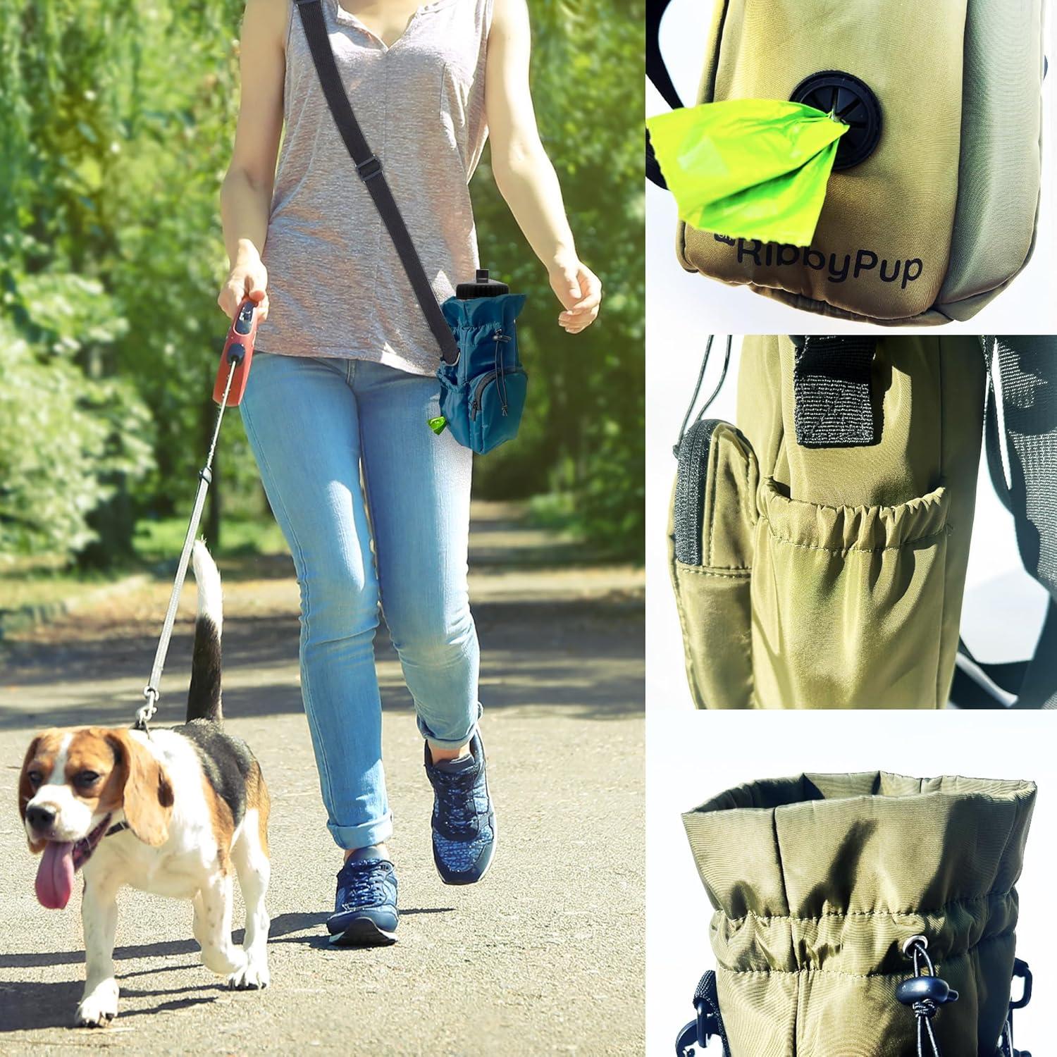 Bolsa Impermeable para Paseo de Perros RibbyPup Verde Militar