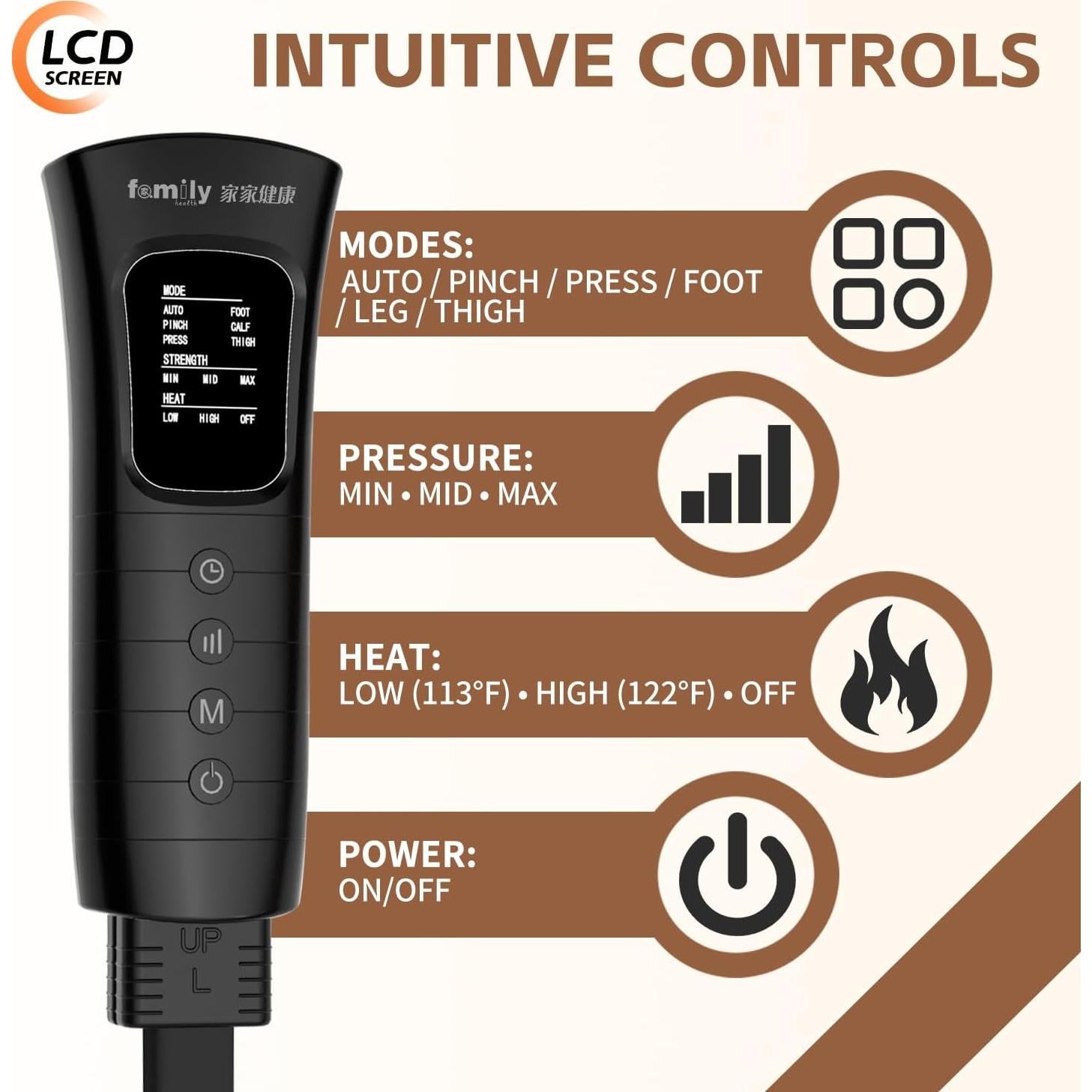 Masajeador de Piernas con Calor y Compresión de Aire Healthpal - 6 Modos, 3 Niveles de Intensidad