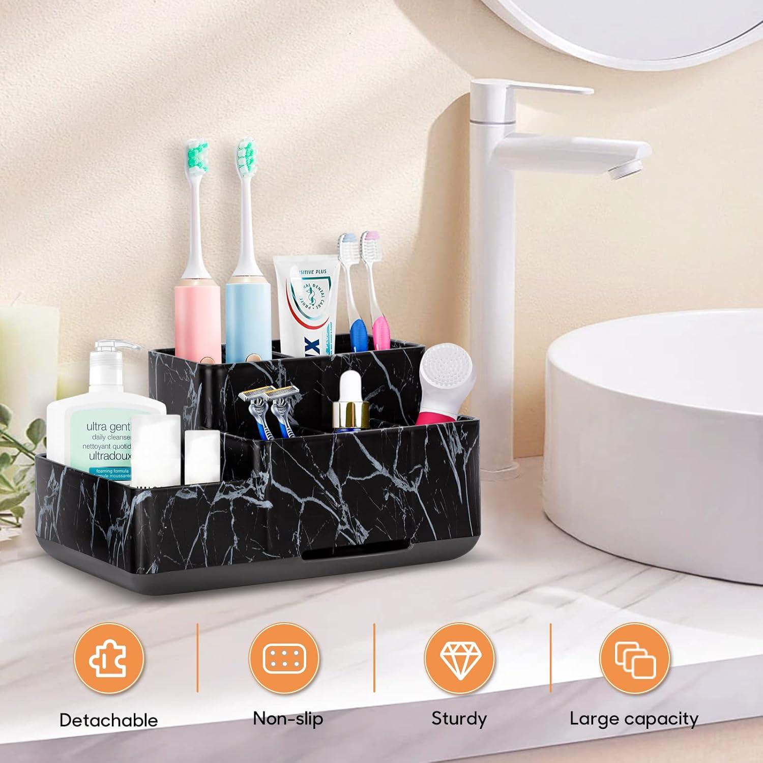 Organizador de Baño DoubleCare Negro con 5 Compartimentos