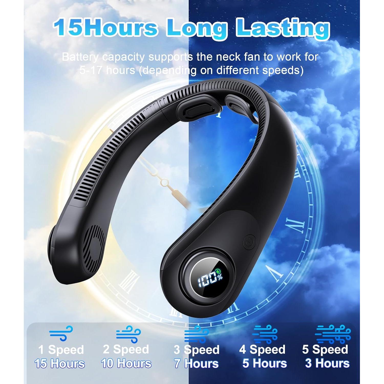 Ventilador de Cuello BEYYON Pro, Portátil, 5 Velocidades, LED