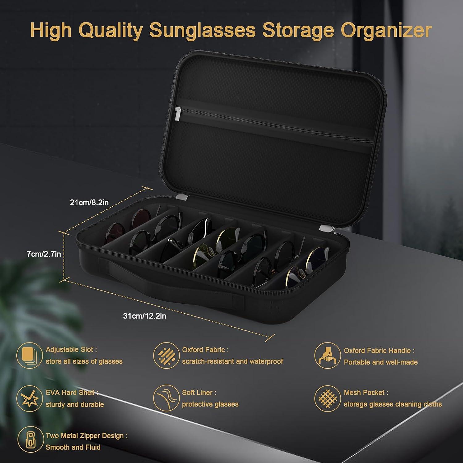 Caja de Gafas Portátil DGBVOID Ajustable 7 Pares Negro