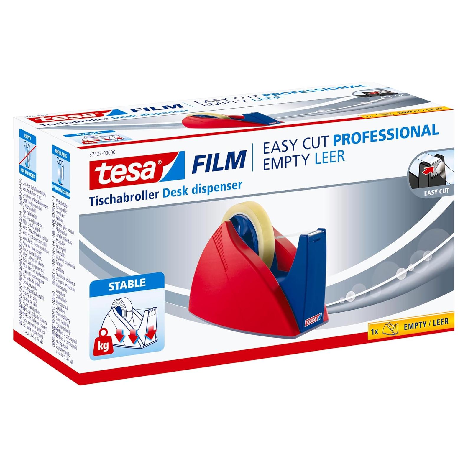Dispensador de Cinta Adhesiva tesa Easy Cut Profesional 25mm Rojo/Azul