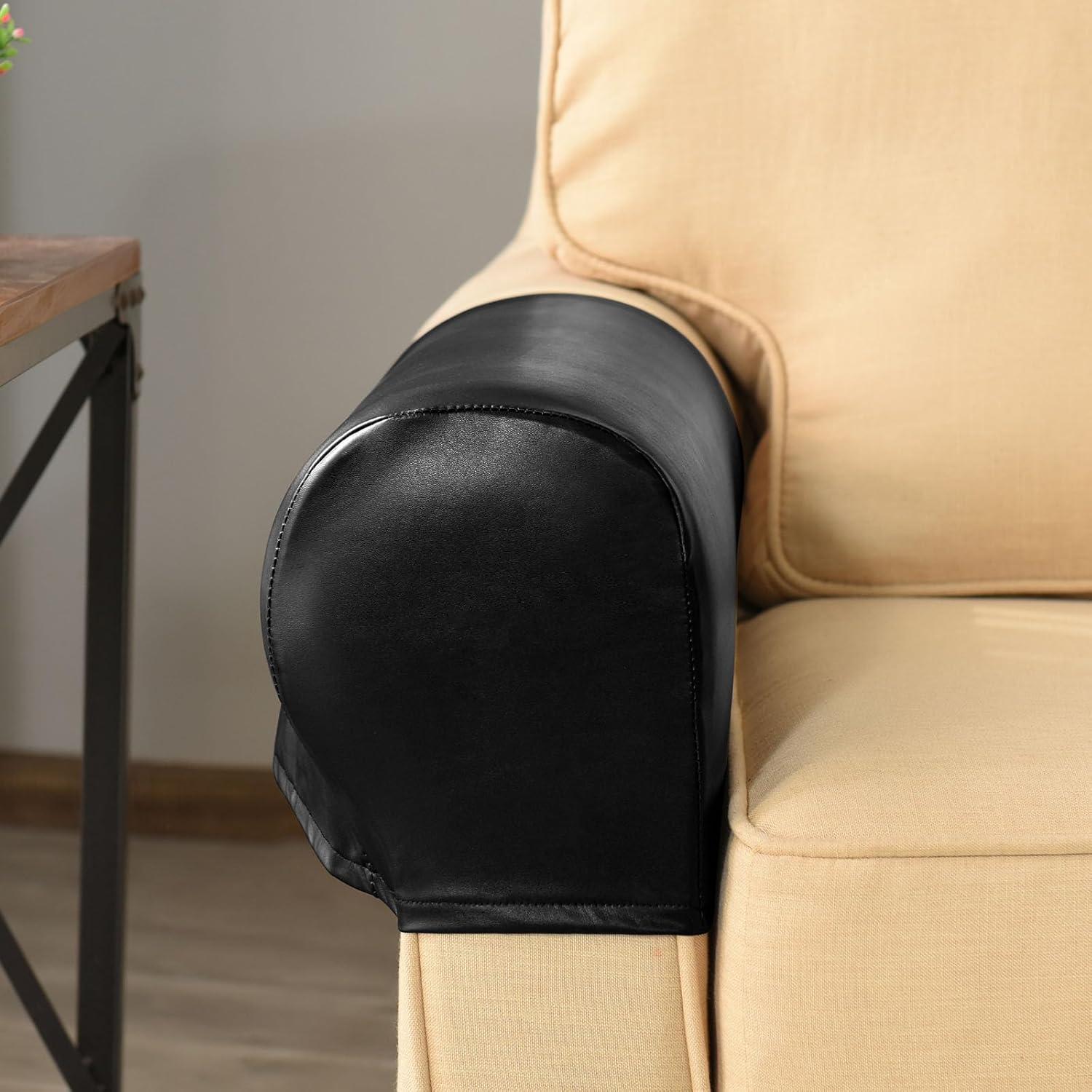 Fundas Impermeables de Cuero Sintético vctops para Reposabrazos - 2 Piezas, Negro