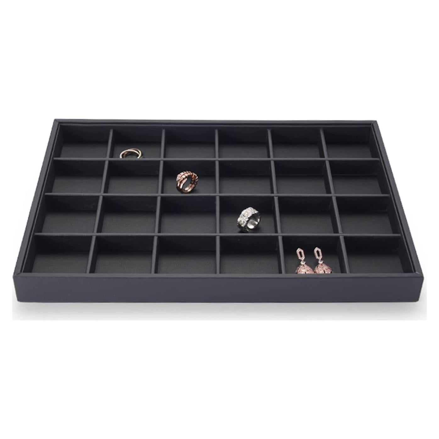 Bandeja Organizadora de Joyería Woodten de Cuero PU 24 Compartimentos