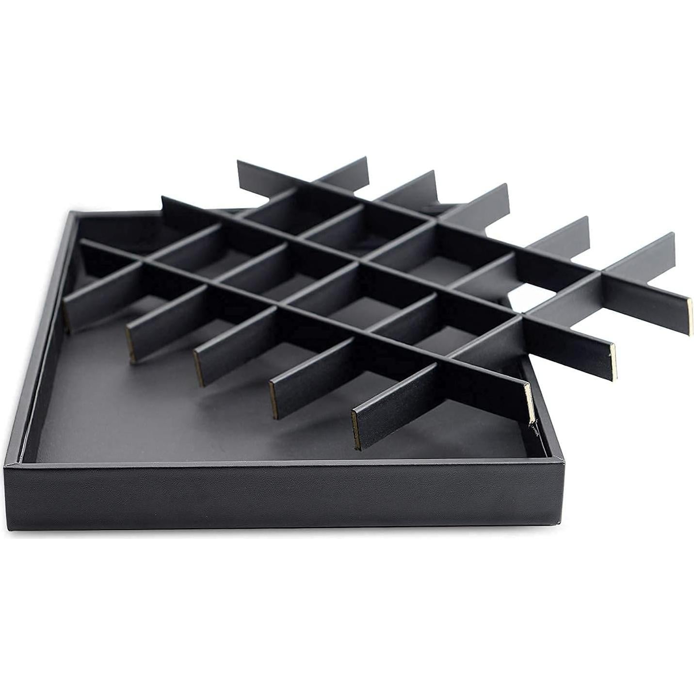 Bandeja Organizadora de Joyería Woodten de Cuero PU 24 Compartimentos