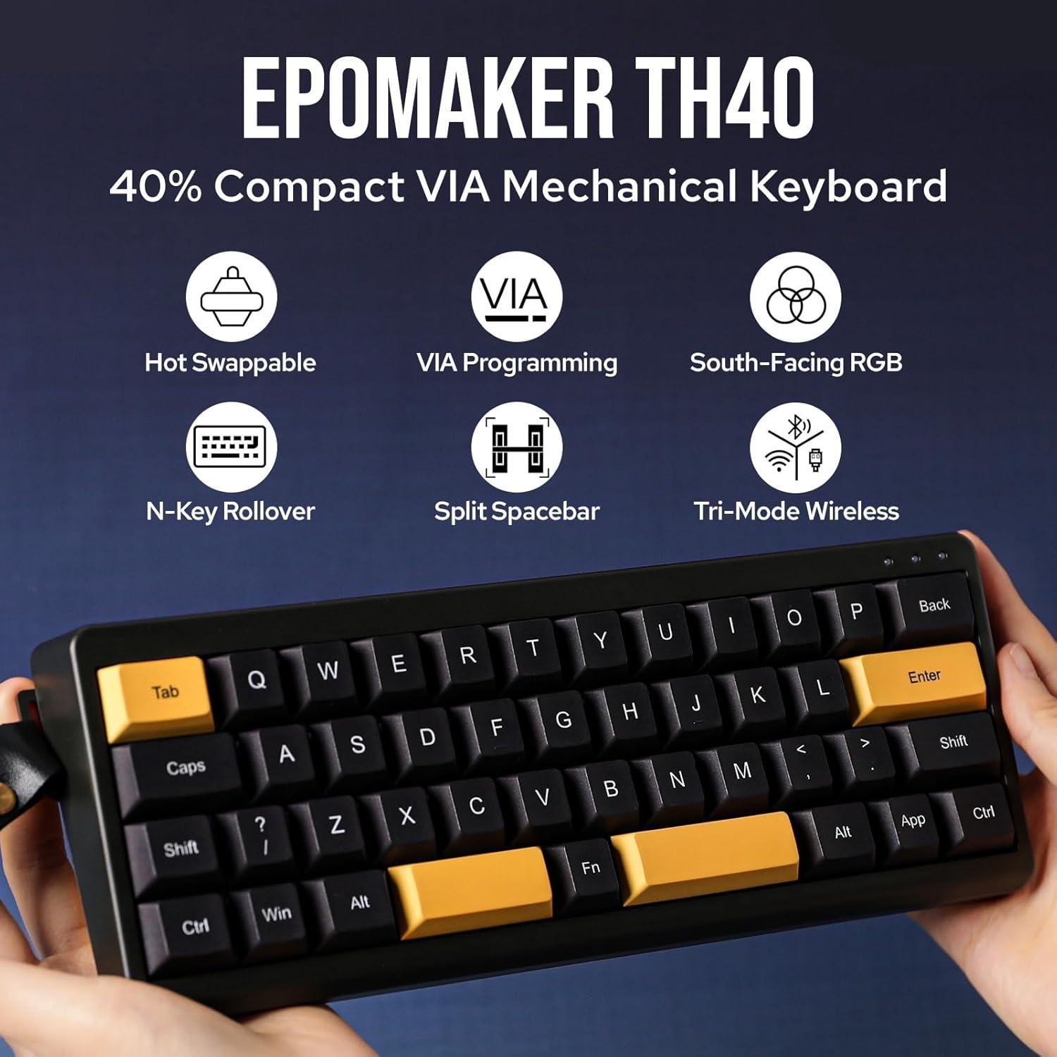 Teclado Mecánico Inalámbrico EPOMAKER TH40 40% RGB Negro