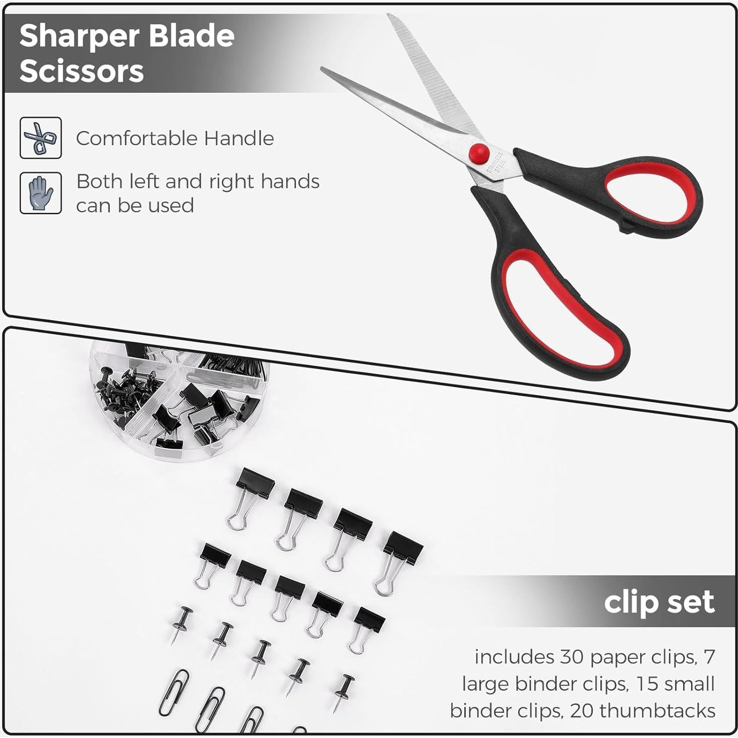 Juego de Suministros de Oficina SKYDUE Negro - Organizador, Grapadora, Tijeras