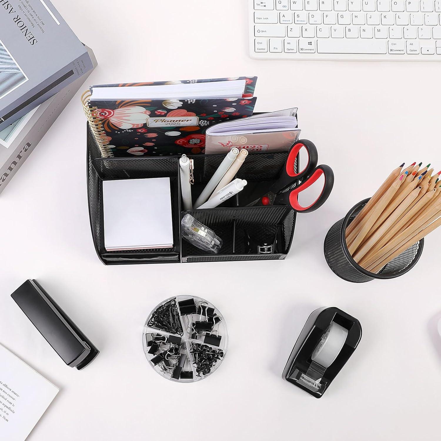 Juego de Suministros de Oficina SKYDUE Negro - Organizador, Grapadora, Tijeras