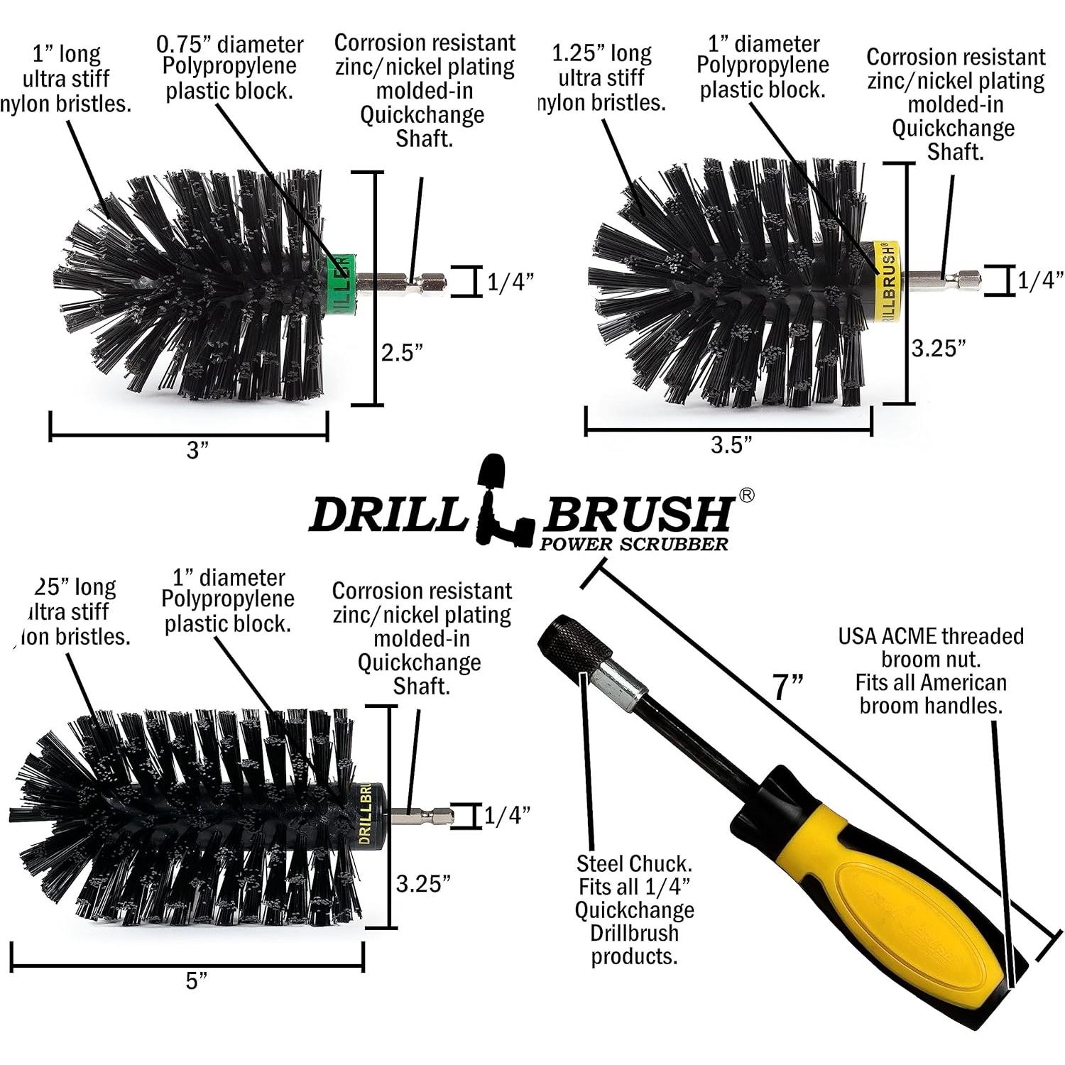 Kit de limpieza para parrilla Drillbrush con cepillos de nylon