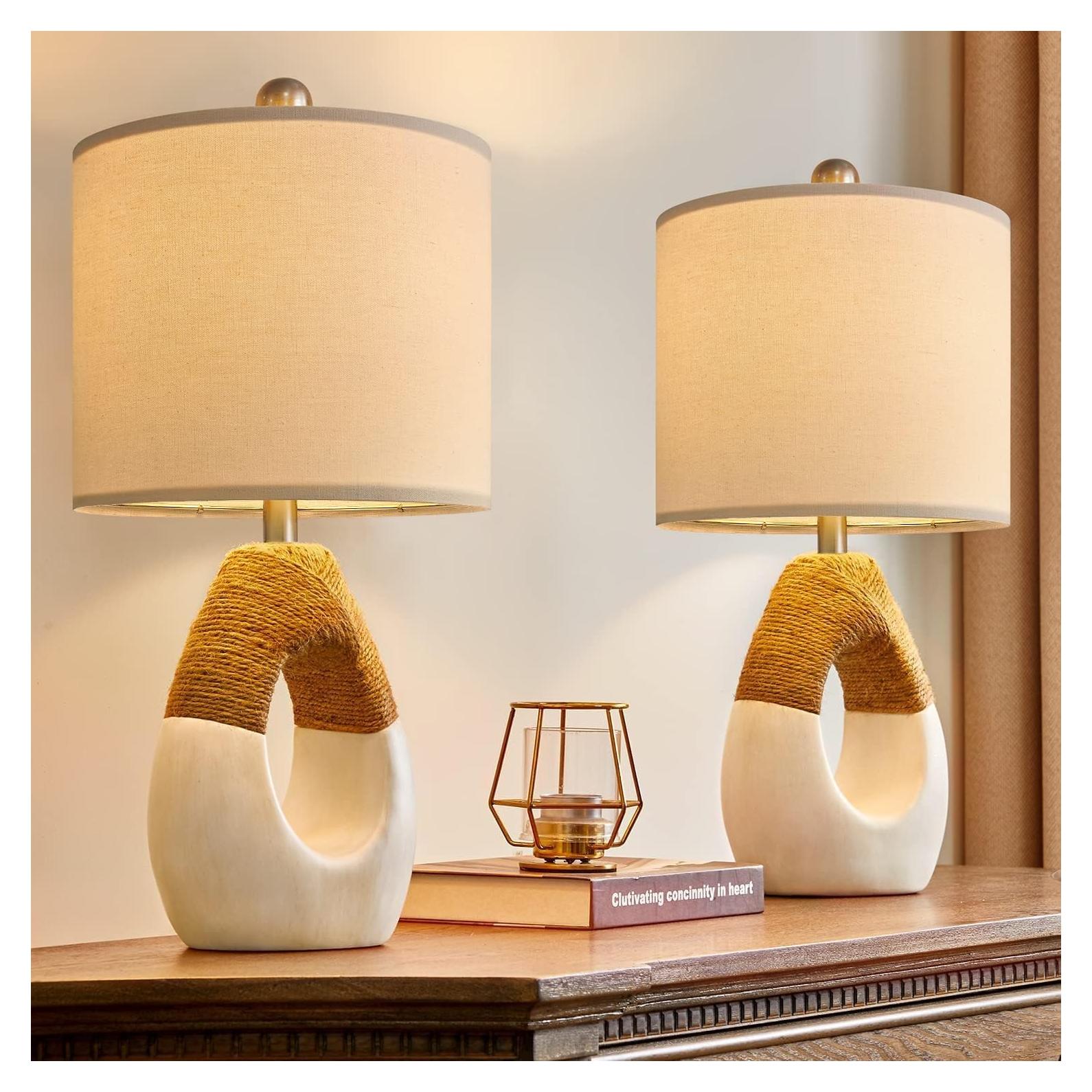 Juego de 2 Lámparas de Mesa Boho OYEARS 48 cm Ratán