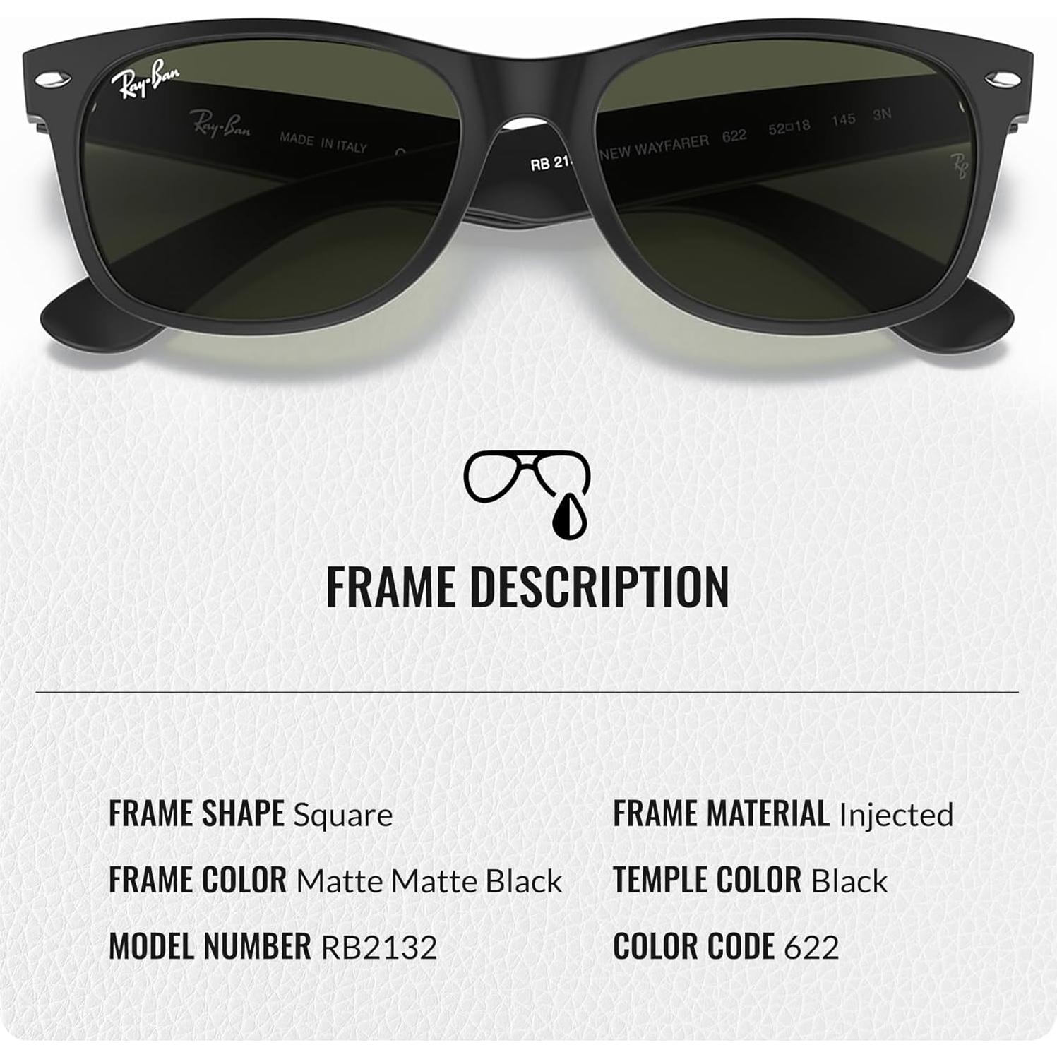 Gafas de Sol Ray-Ban RB2132 New Wayfarer Cuadradas 55mm