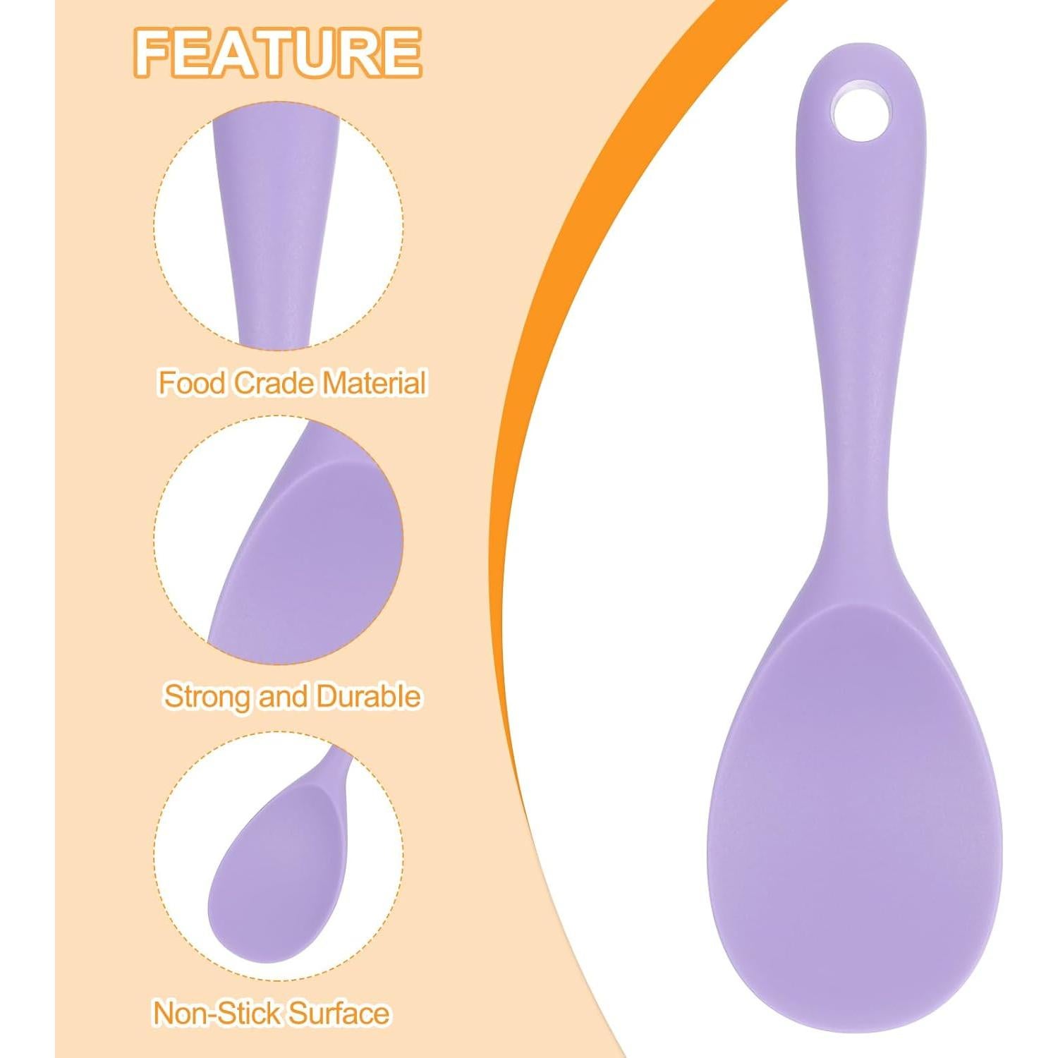 Cucharón de Arroz Silicona Antiadherente uxcell - 2 Piezas Morado