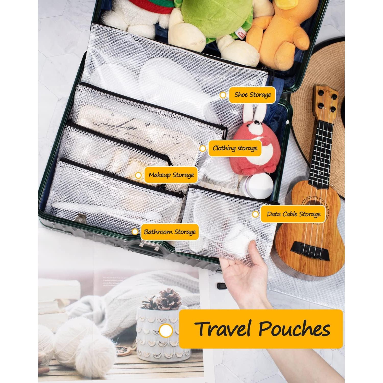 Bolsa de Malla con Cremallera SUNEE 10.16x22.86 cm Negra - 12 Paquetes