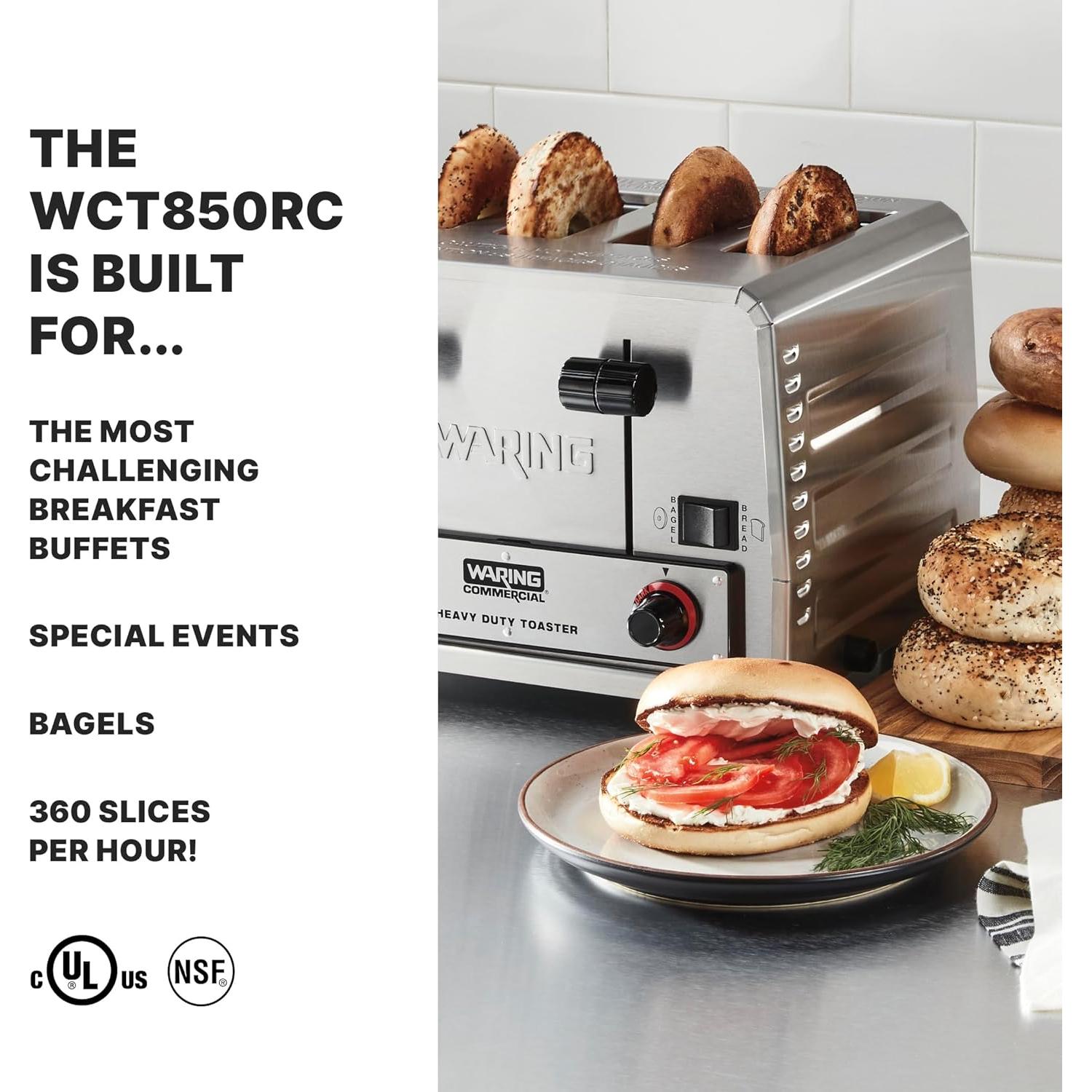 Tostadora Waring WCT850RC 4 Rebanadas Acero Inoxidable 1800W