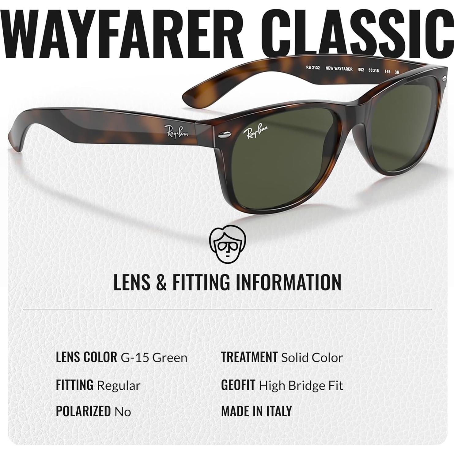 Gafas de Sol Ray-Ban RB2132 New Wayfarer Cuadradas 55mm