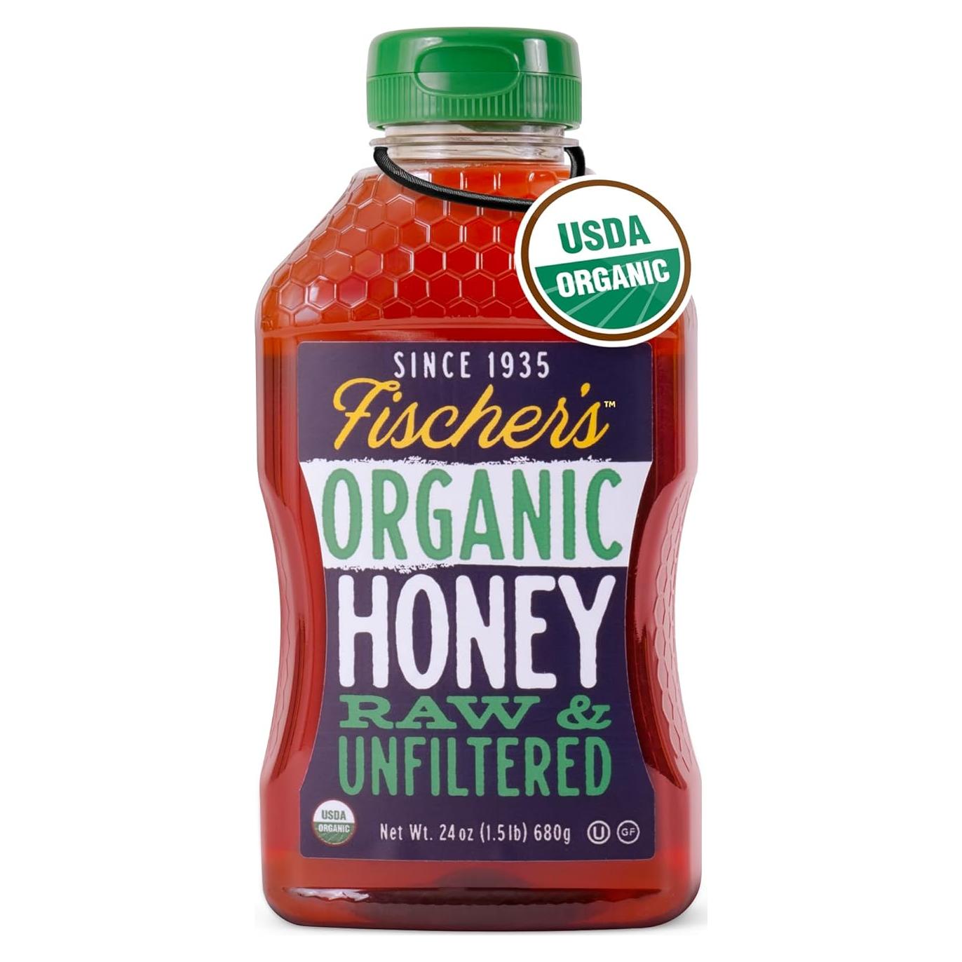 Miel Orgánica Cruda Fischer 680g - Sin Filtrar y Pura