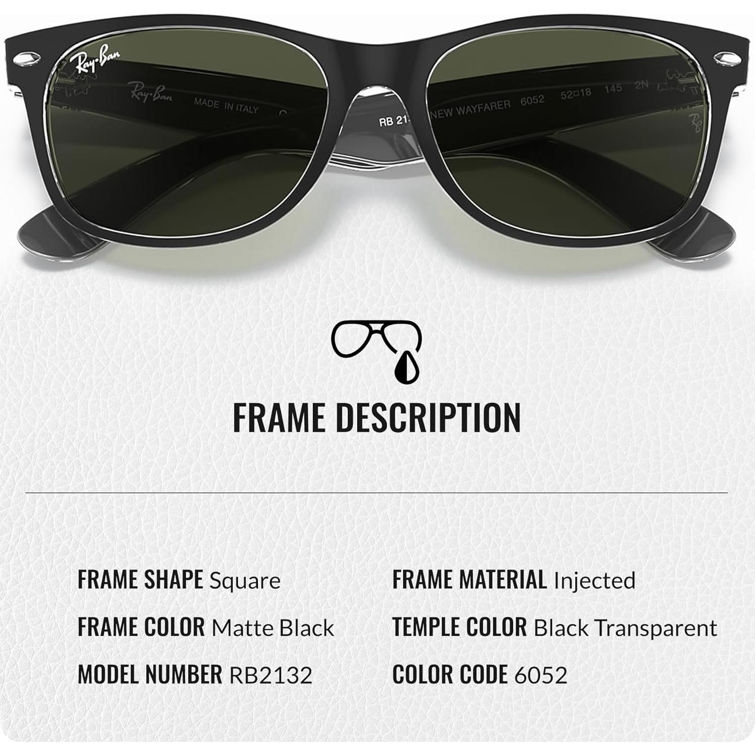 Gafas de Sol Ray-Ban New Wayfarer Cuadradas 51mm Verde G-15