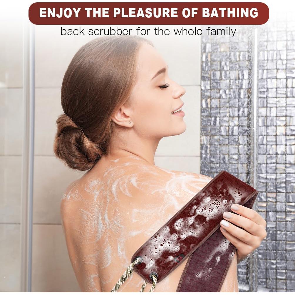 Toalla Exfoliante URAQT con Mango 94 cm para Espalda