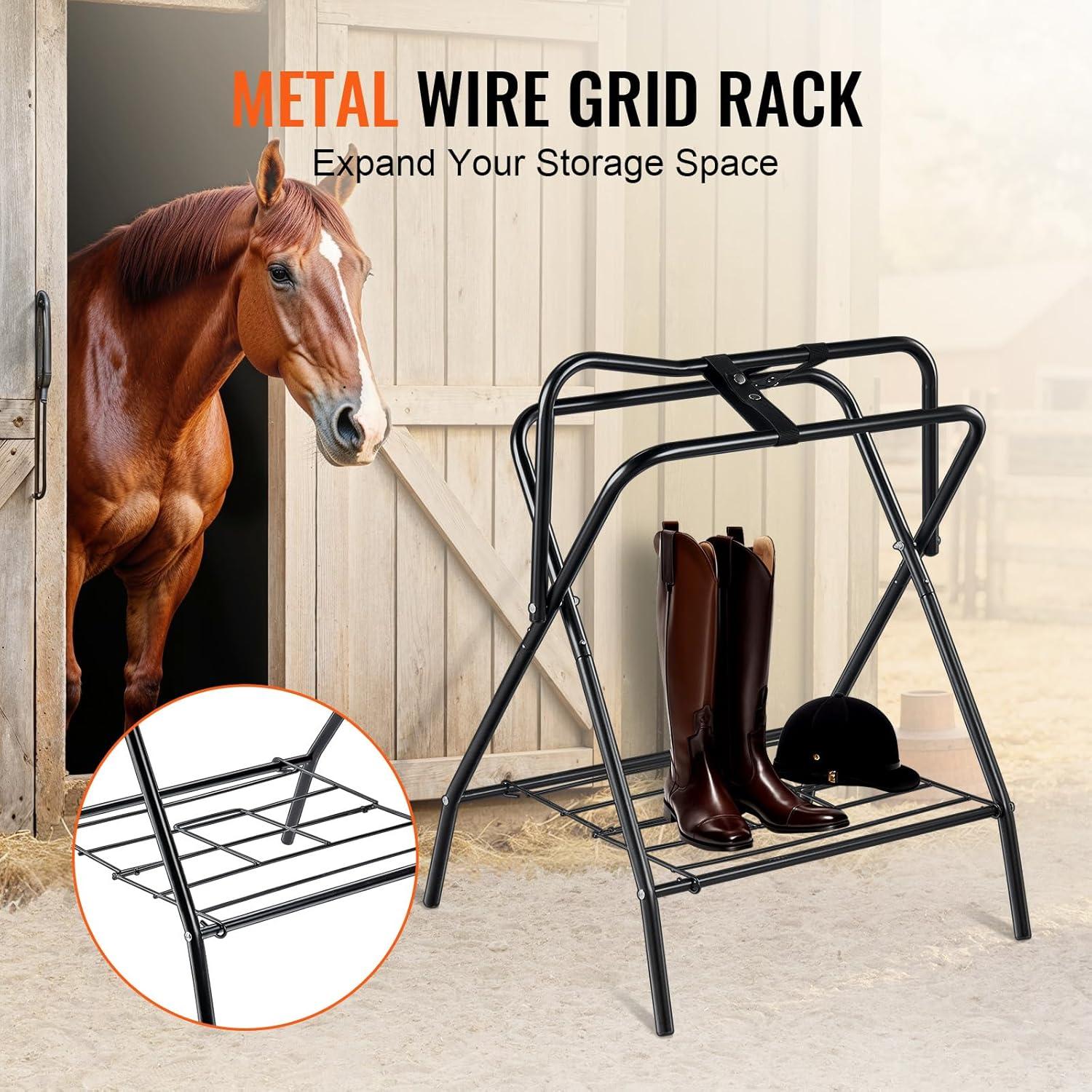 Soporte de Silla Plegable VEVOR para Caballo, Acero Resistente, 67.14x56.94x80.01 cm