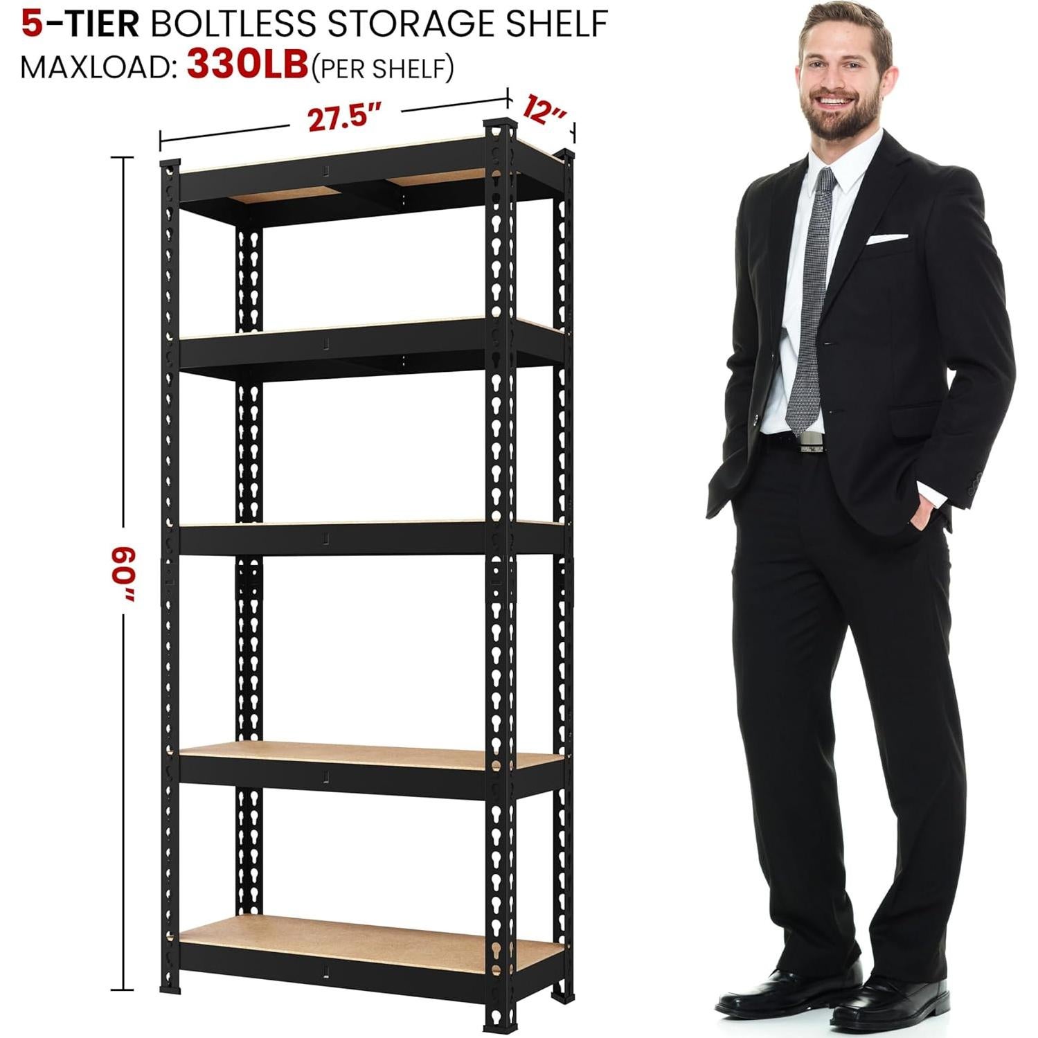 Estante de Almacenamiento Ajustable Yaheetech 5 Niveles 71x30x152cm