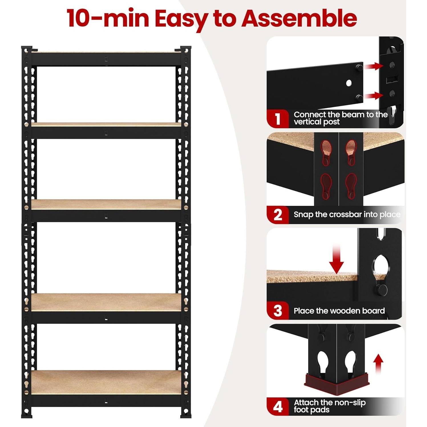 Estante de Almacenamiento Ajustable Yaheetech 5 Niveles 71x30x152cm