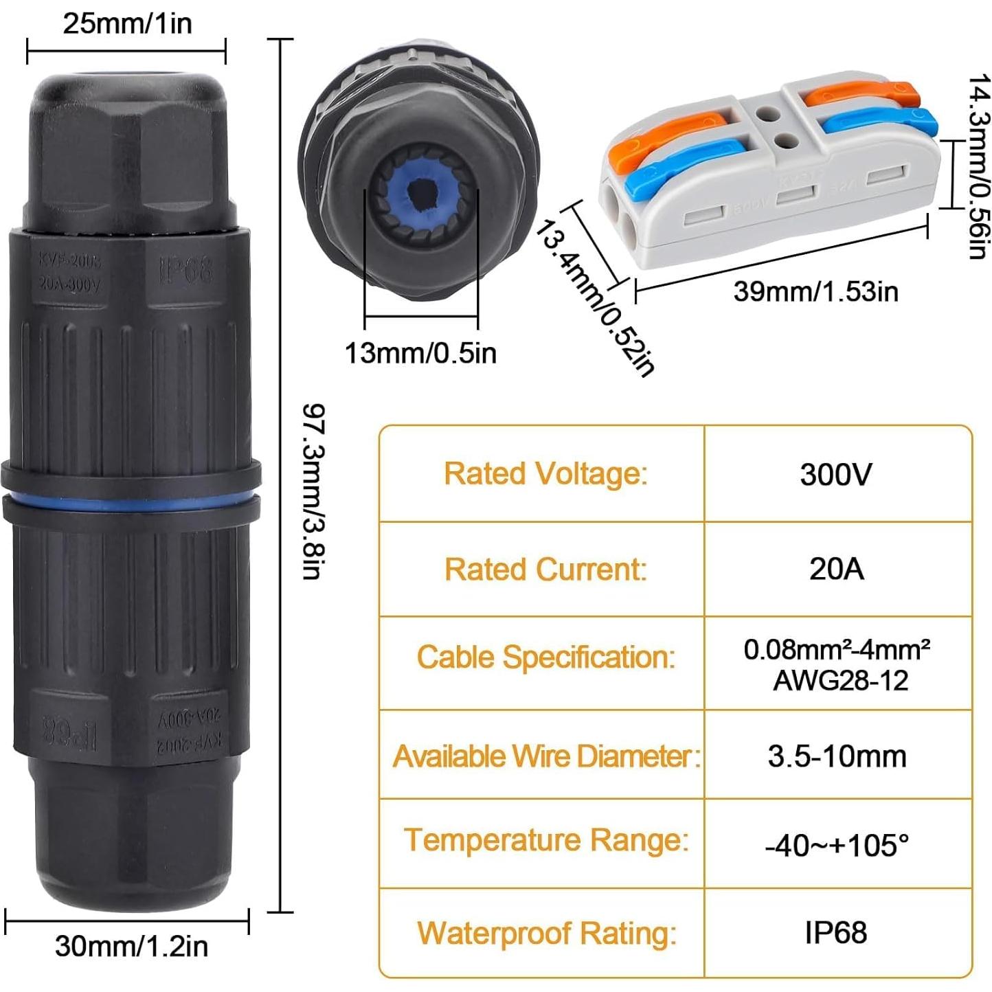 Caja de Conexiones Impermeable IP68 Linkstyle 2 Pines AWG 28-12