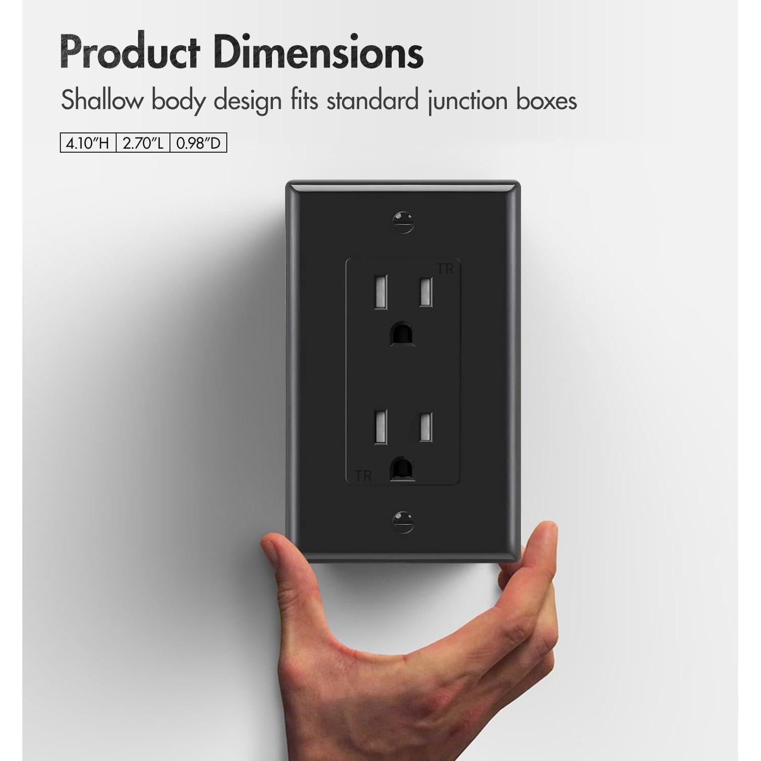 Toma de Corriente Decorativa Micmi 15Amp 10Pack Negra