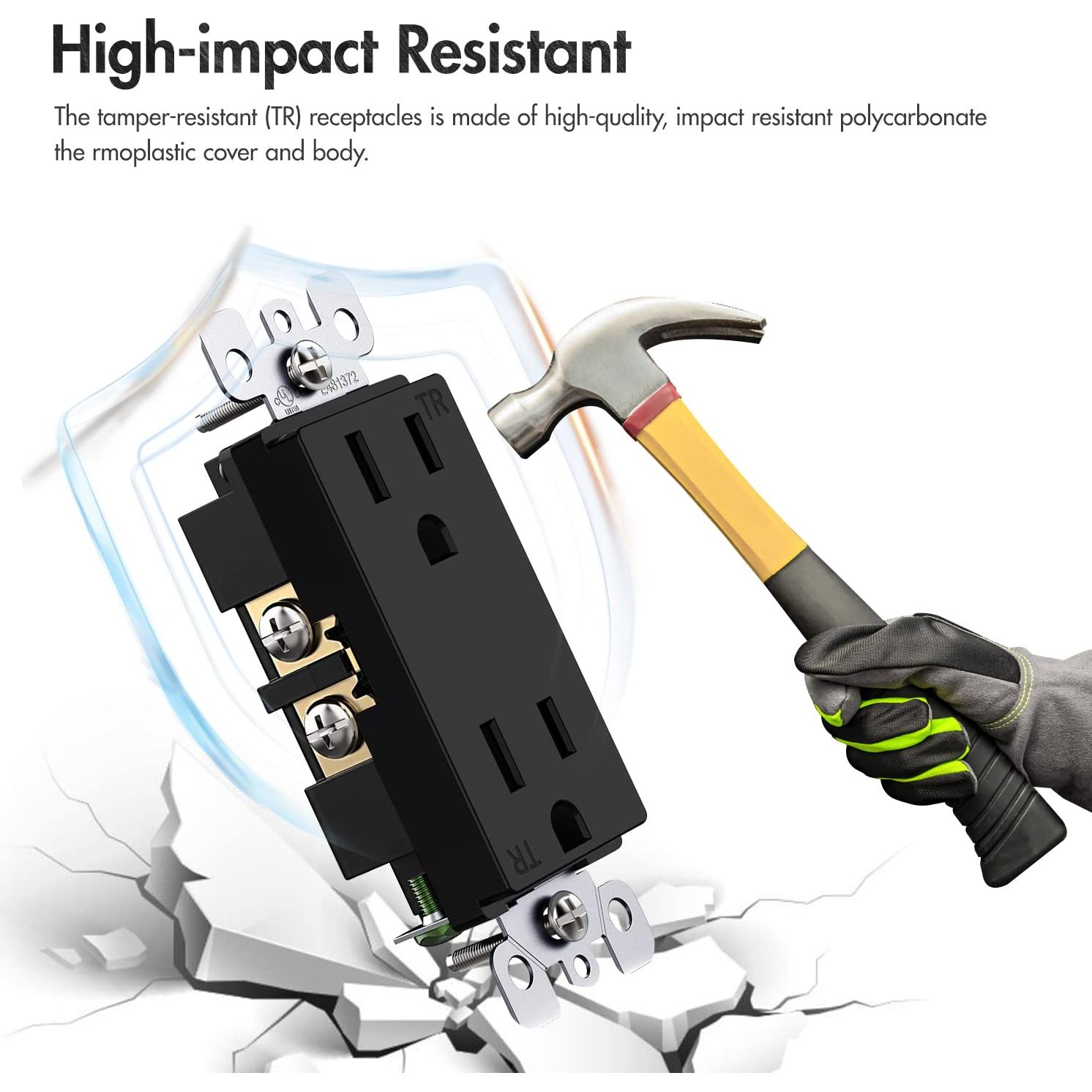 Toma de Corriente Decorativa Micmi 15Amp 10Pack Negra