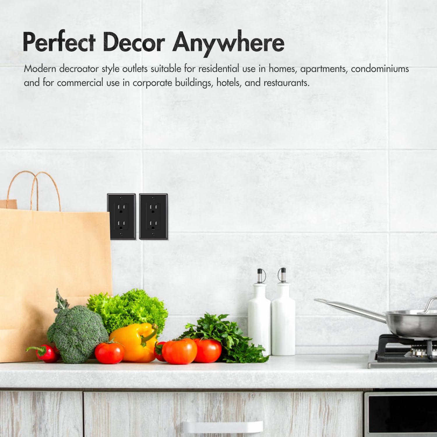 Toma de Corriente Decorativa Micmi 15Amp 10Pack Negra