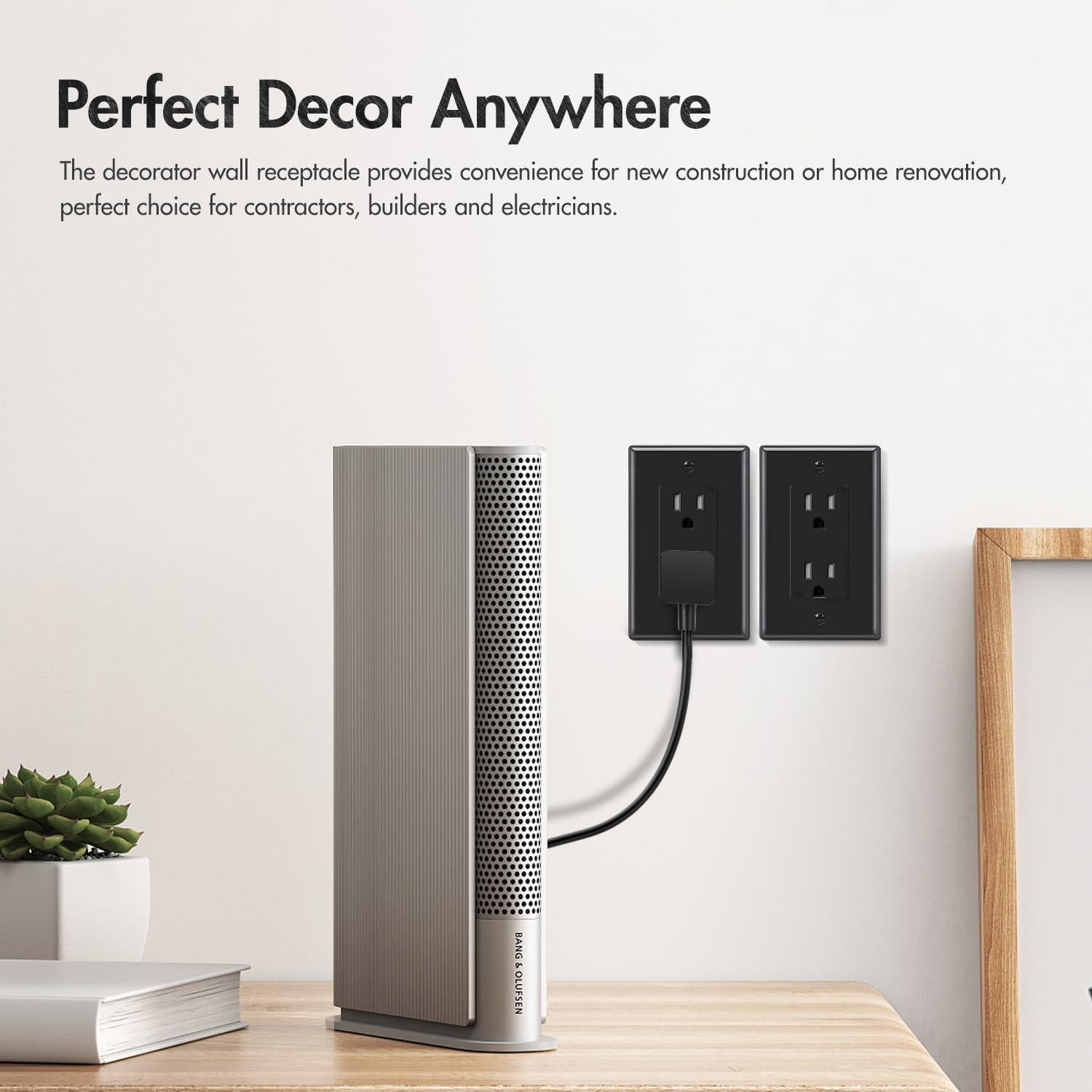 Toma de Corriente Decorativa Micmi 15Amp 10Pack Negra