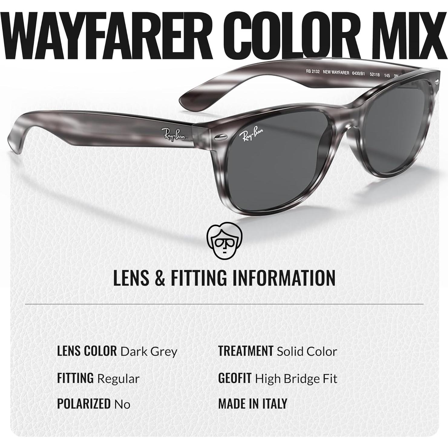 Gafas de Sol Ray-Ban New Wayfarer Cuadradas 55mm Gris