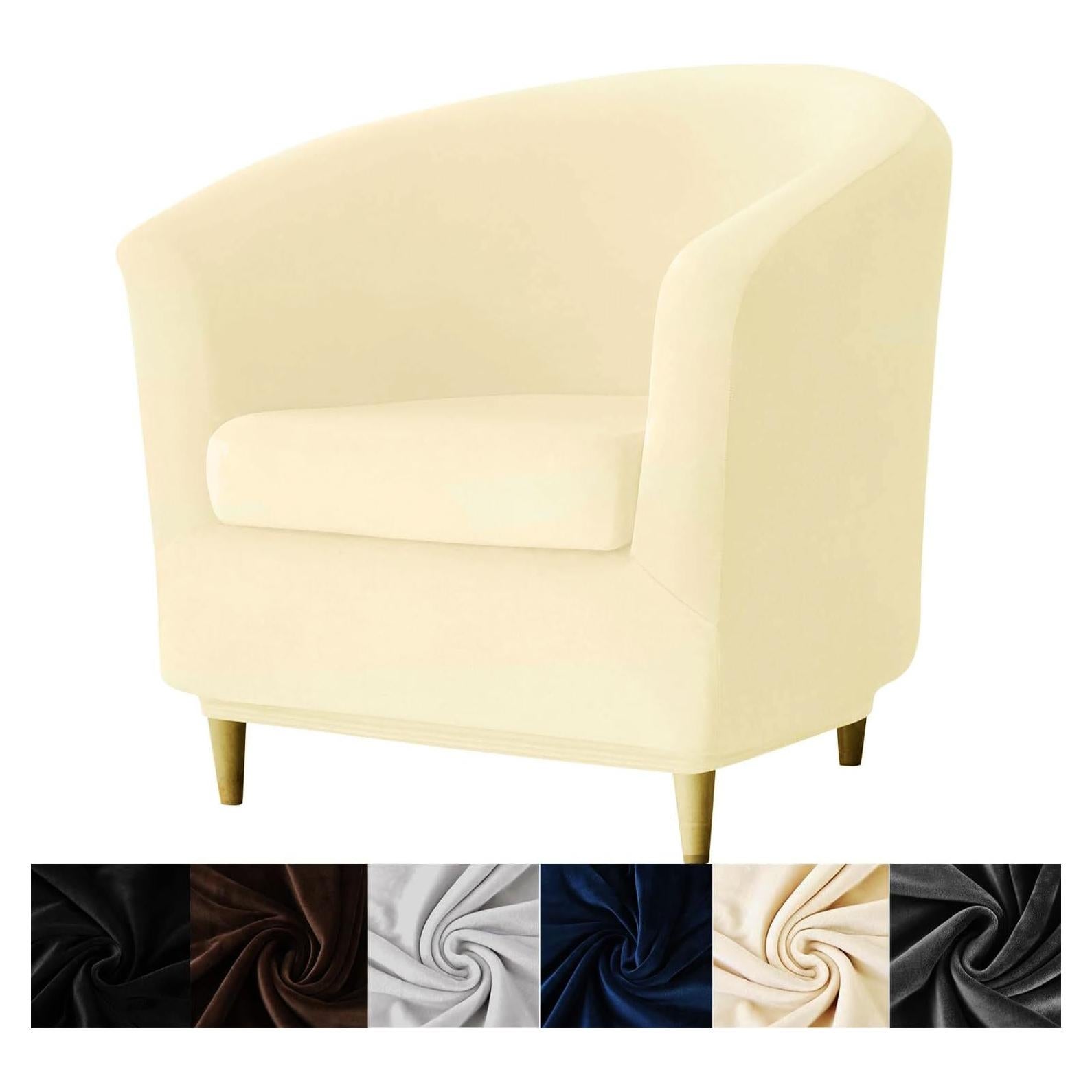 Funda de Silla de Club HFCNMY 2 Piezas Terciopelo Beige