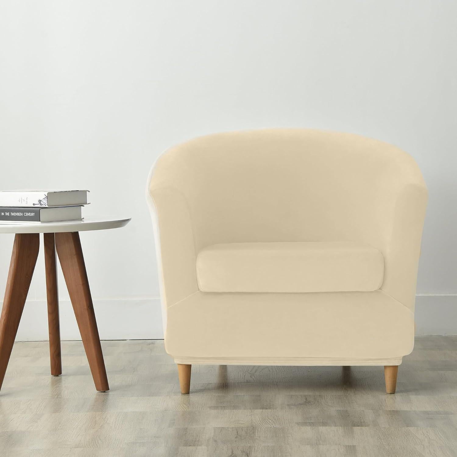 Funda de Silla de Club HFCNMY 2 Piezas Terciopelo Beige