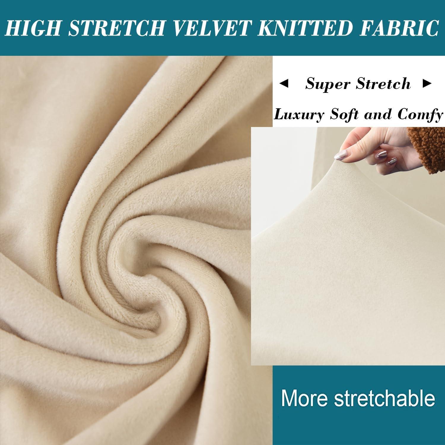 Funda de Silla de Club HFCNMY 2 Piezas Terciopelo Beige