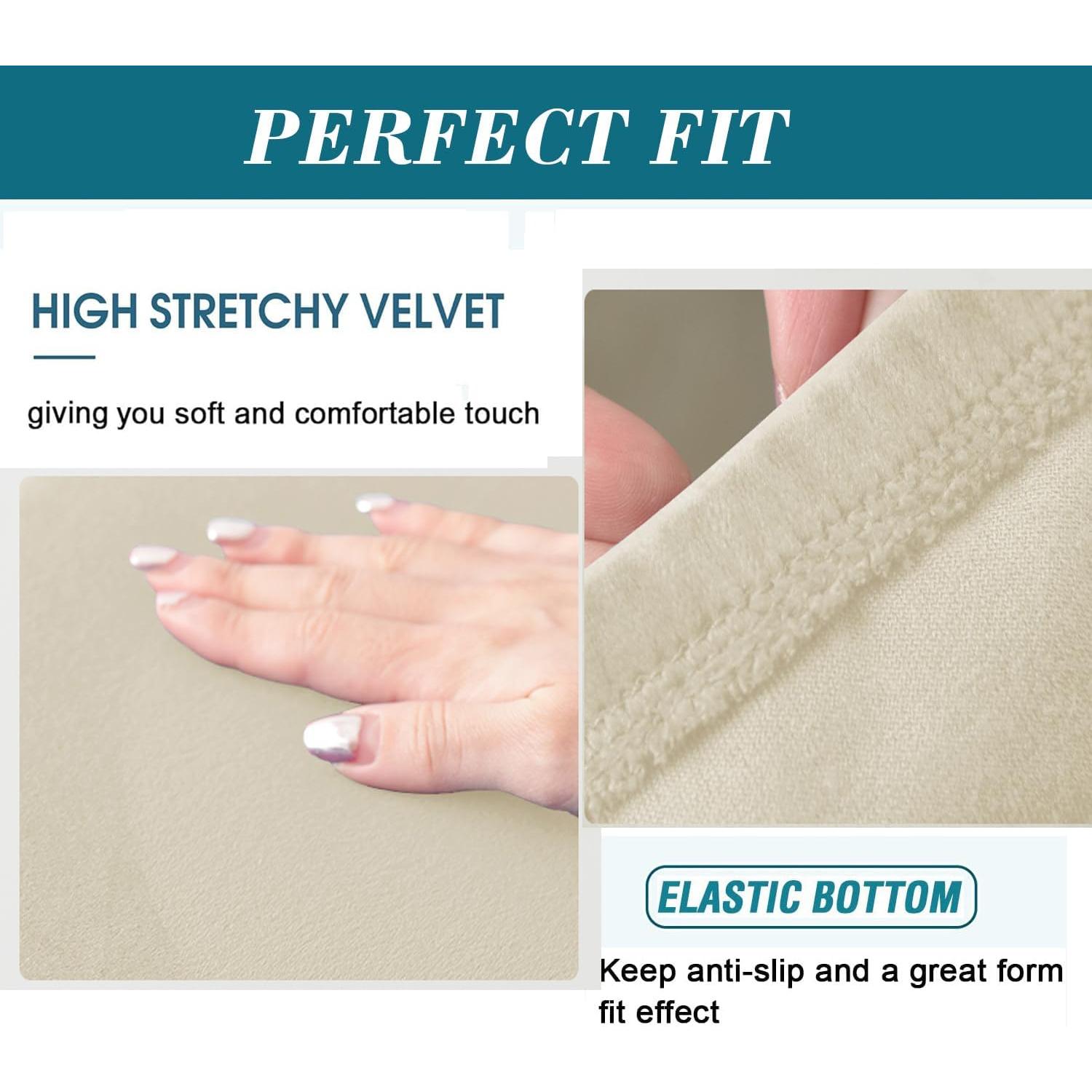 Funda de Silla de Club HFCNMY 2 Piezas Terciopelo Beige