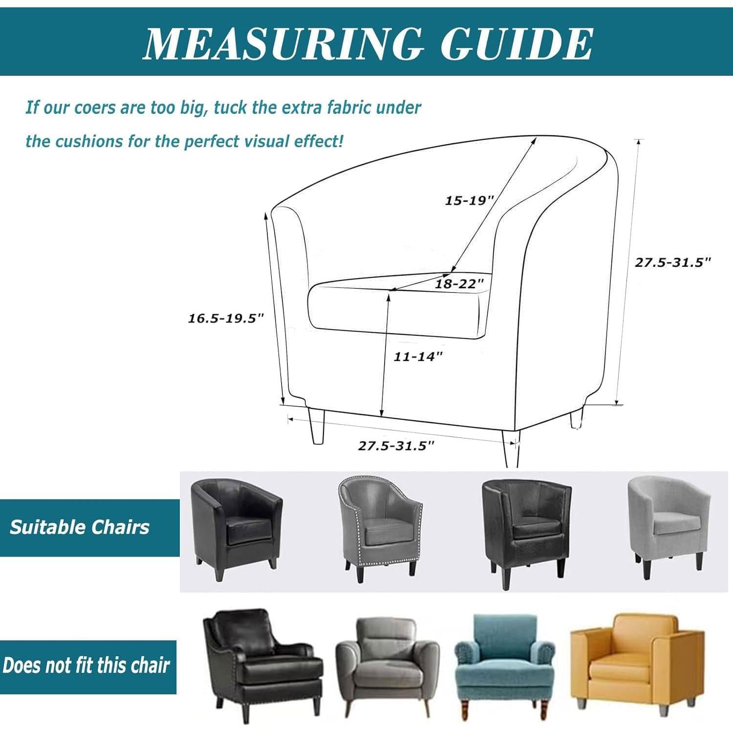 Funda de Silla de Club HFCNMY 2 Piezas Terciopelo Beige