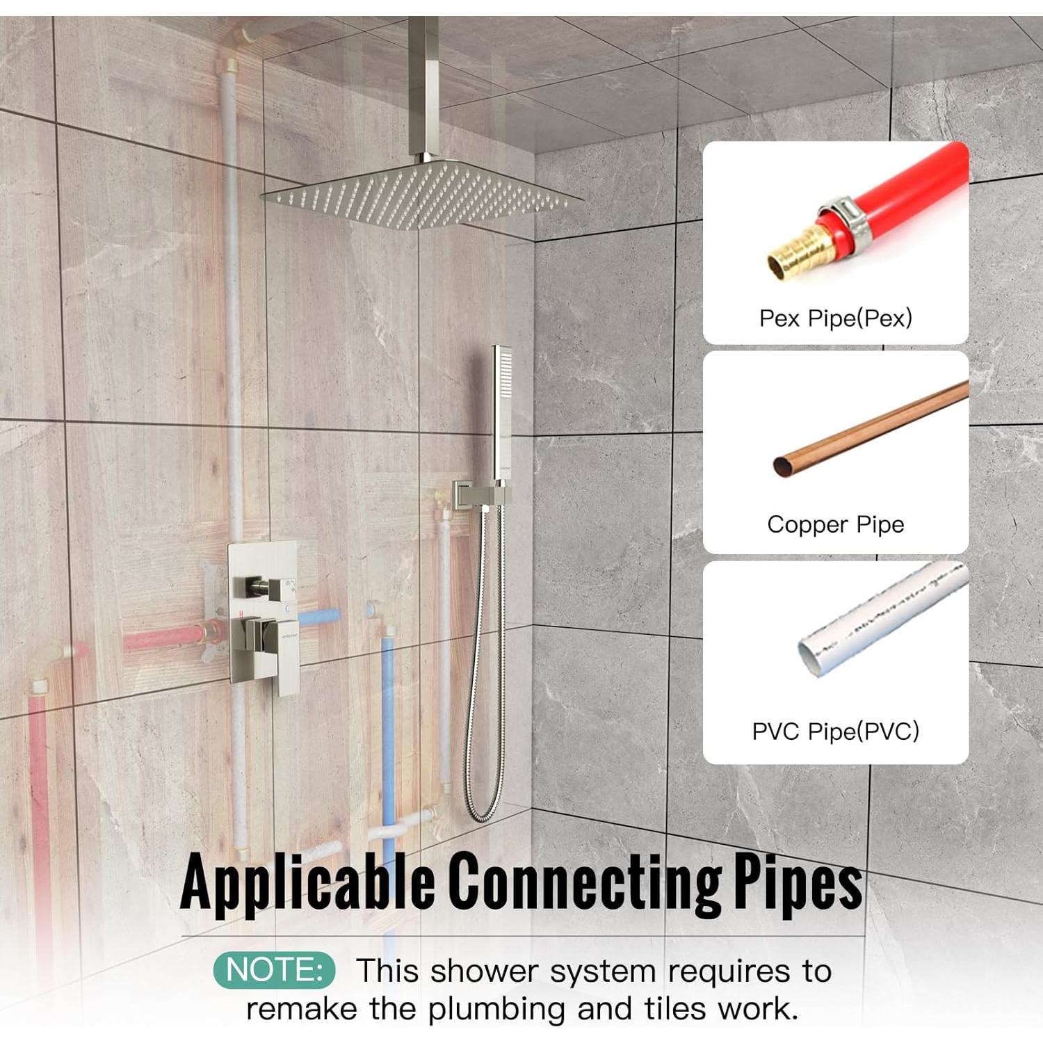 Sistema de Ducha EMBATHER 10" Níquel Cepillado con Cabezal de Lluvia
