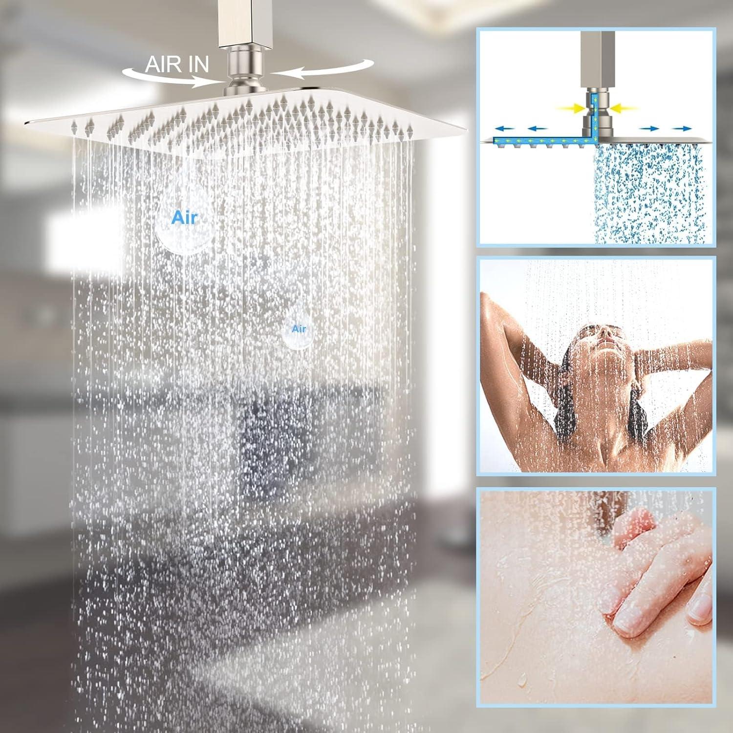 Sistema de Ducha EMBATHER 10" Níquel Cepillado con Cabezal de Lluvia