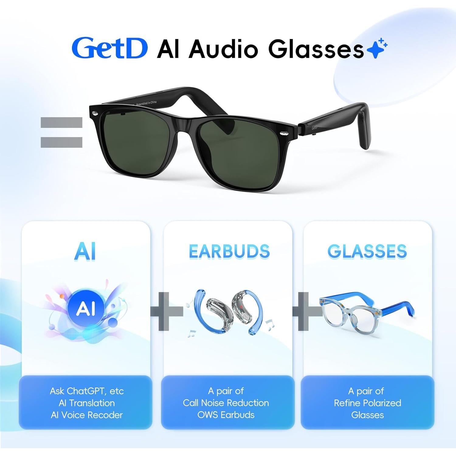 Gafas AI GetD GG13 con Lentes Polarizados y Bluetooth