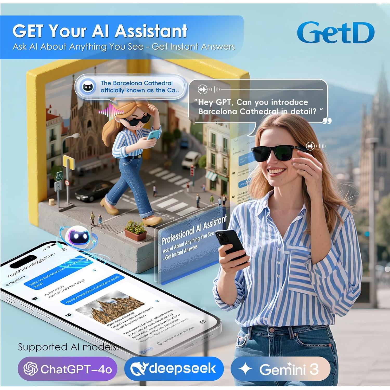 Gafas AI GetD GG13 con Lentes Polarizados y Bluetooth