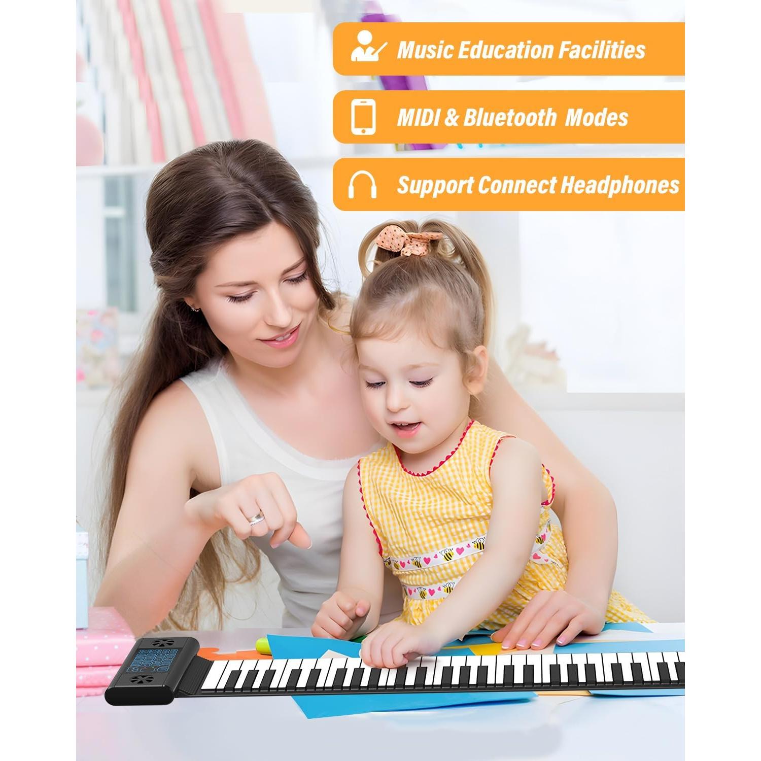 Piano Portátil KONIX PS61B de 61 Teclas con Bluetooth y MIDI