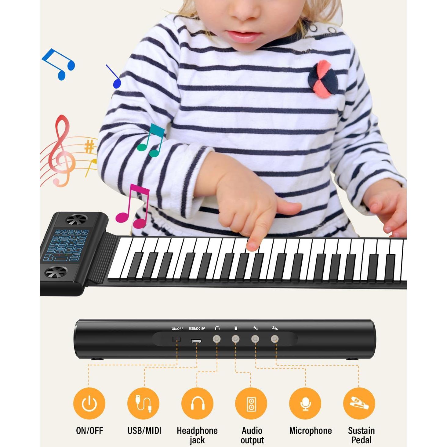 Piano Portátil KONIX PS61B de 61 Teclas con Bluetooth y MIDI