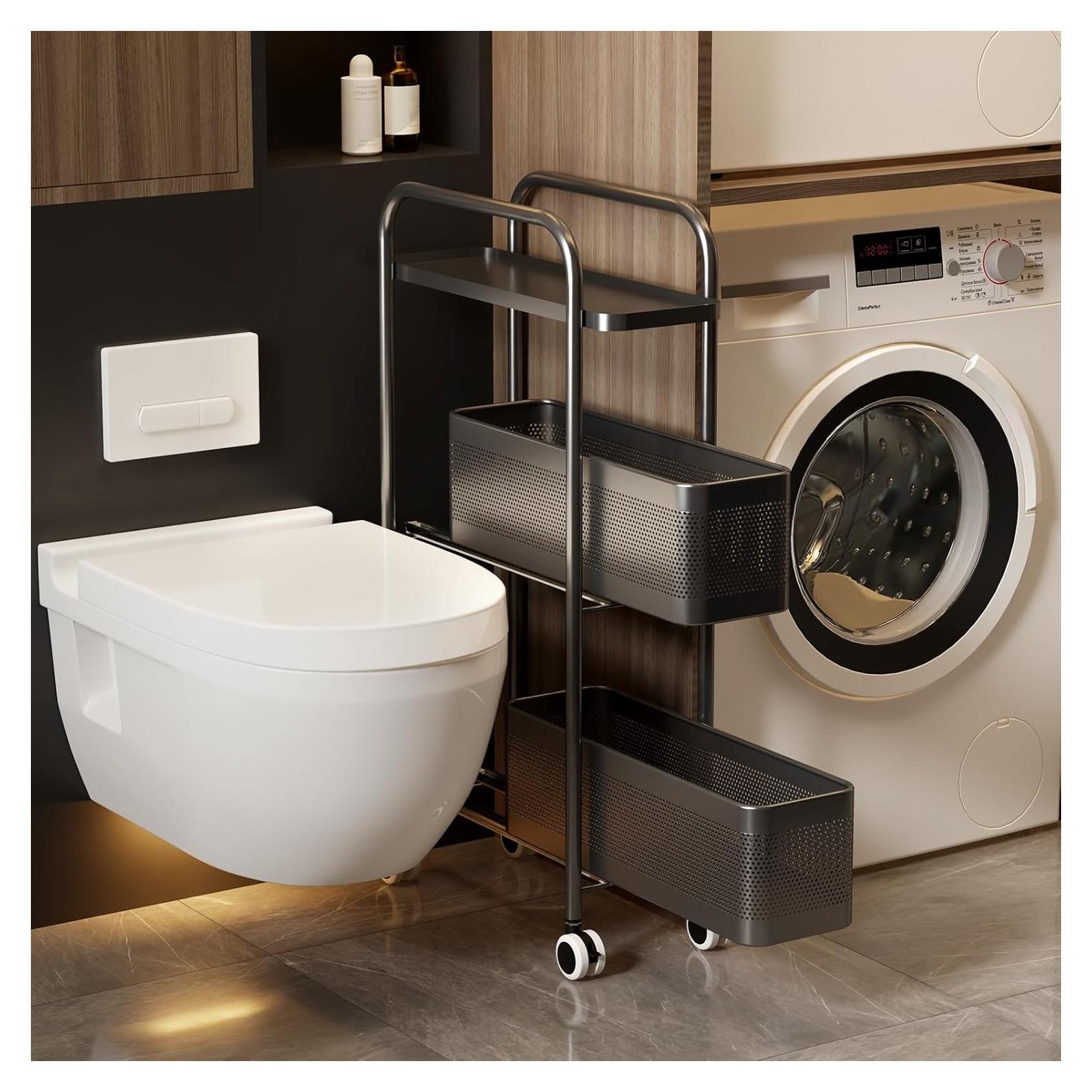 Carro de Almacenamiento Delgado CABTE 3 Niveles Negro