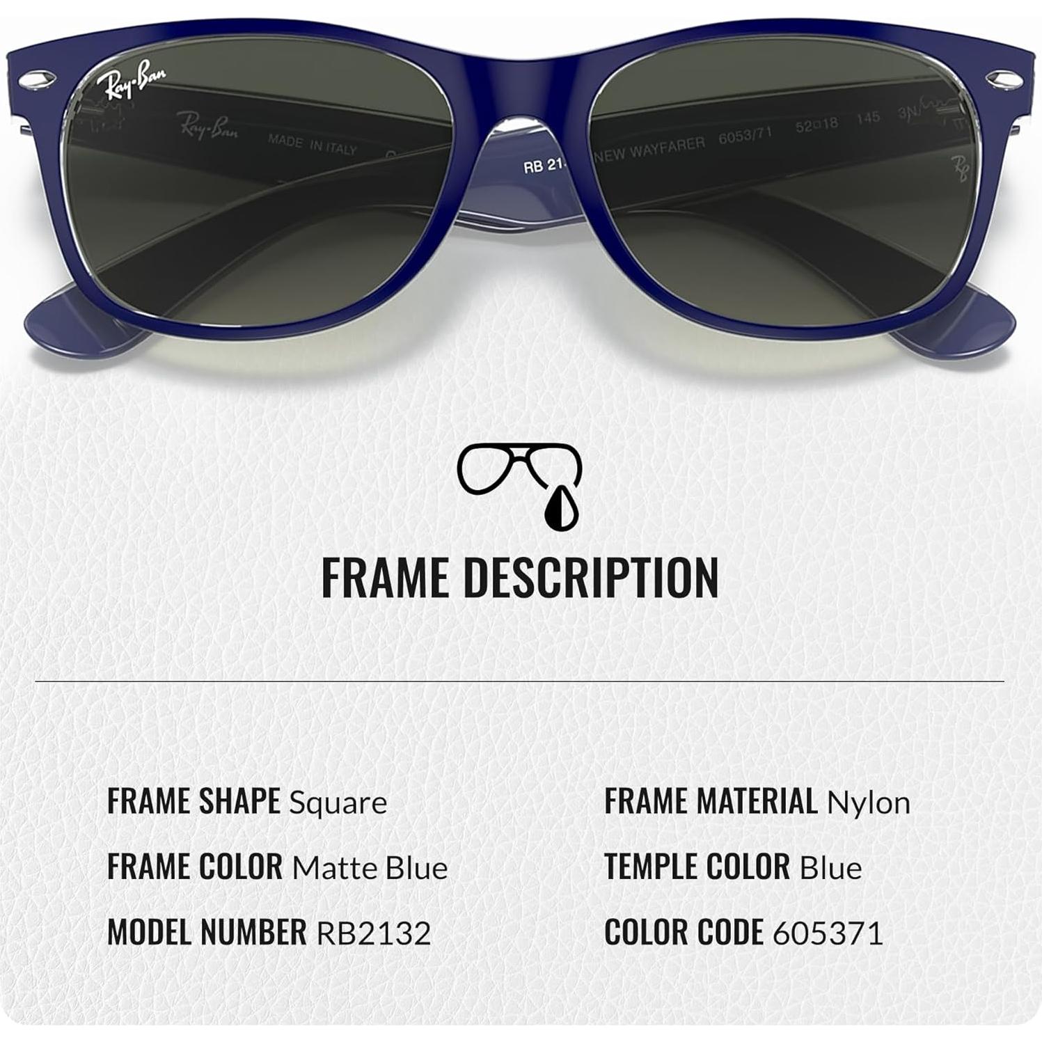 Gafas de sol Ray-Ban New Wayfarer Cuadradas Azul Mate