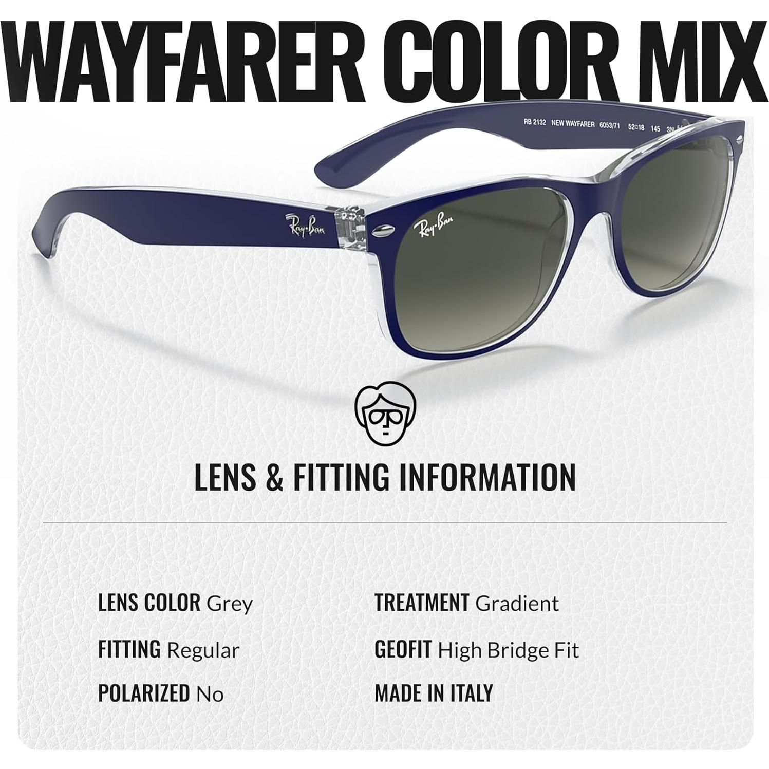 Gafas de sol Ray-Ban New Wayfarer Cuadradas Azul Mate