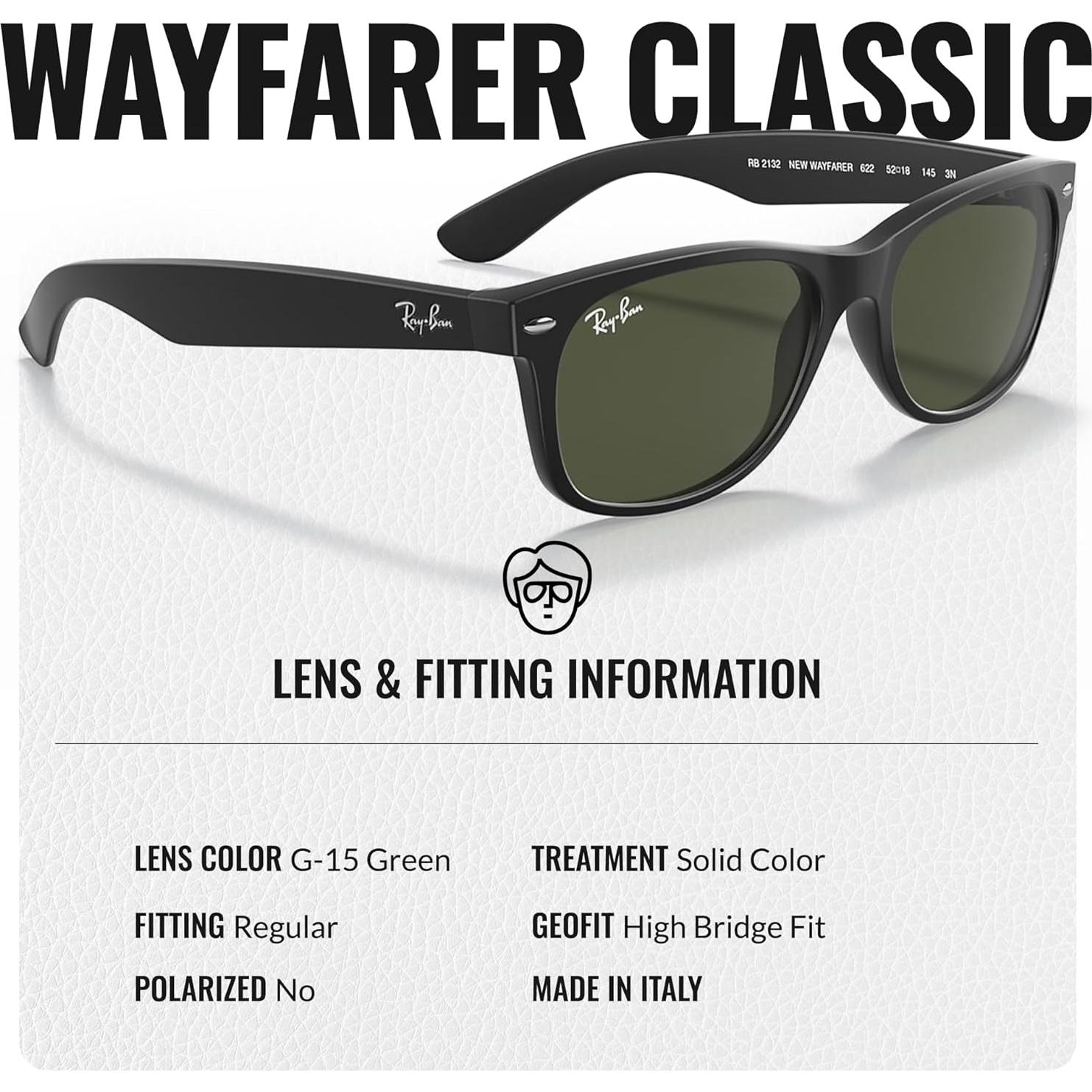 Gafas de Sol Ray-Ban RB2132 New Wayfarer Cuadradas 58mm