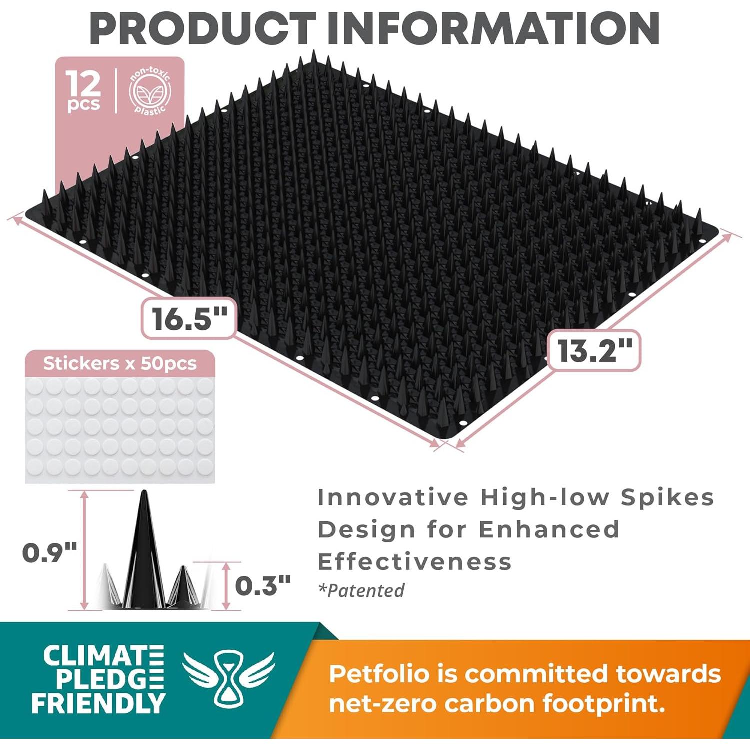 Mat Repelente de Gato Petfolio Negro 40.6x33 cm - Paquete de 12