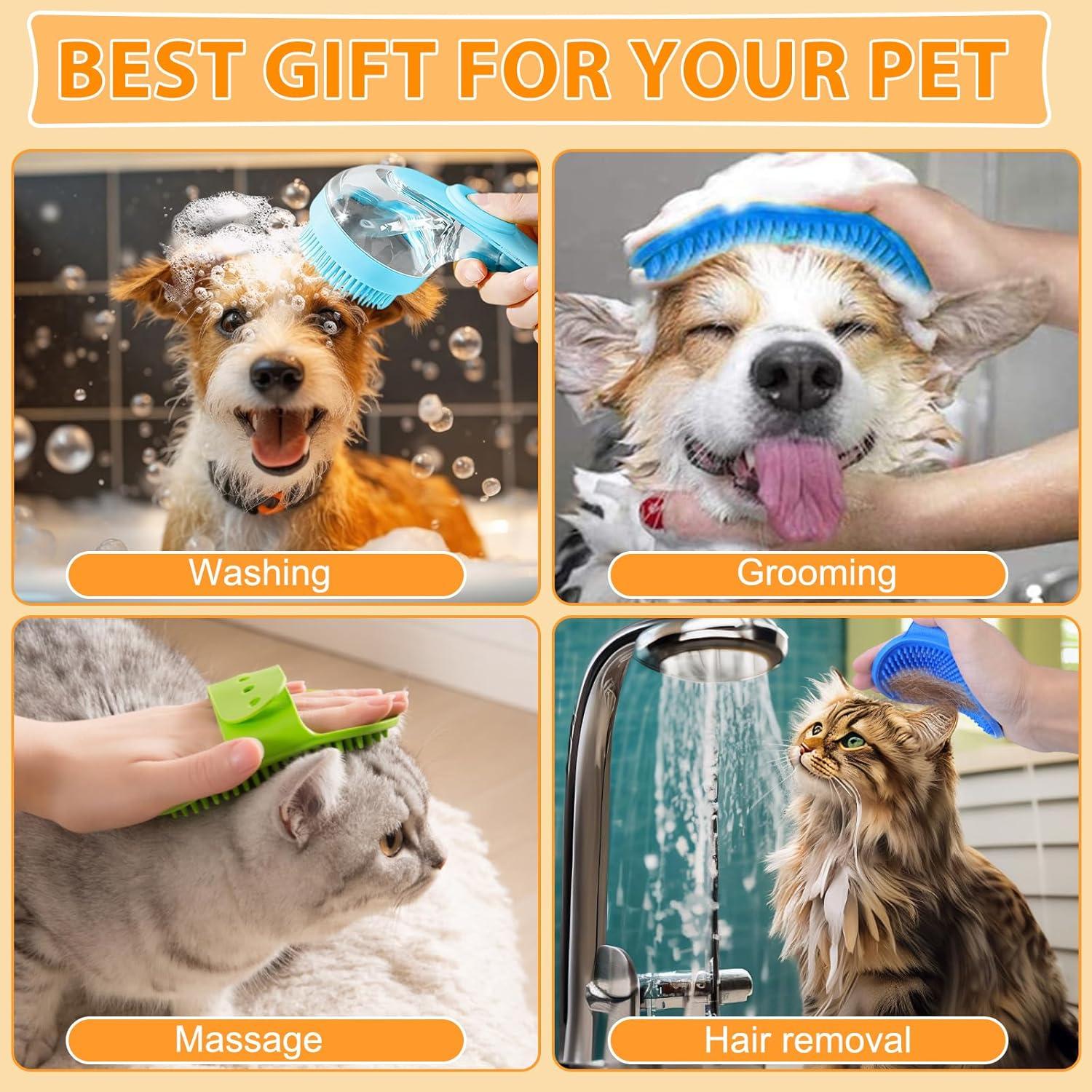 Juego de 3 cepillos de baño Omaky para perros y gatos