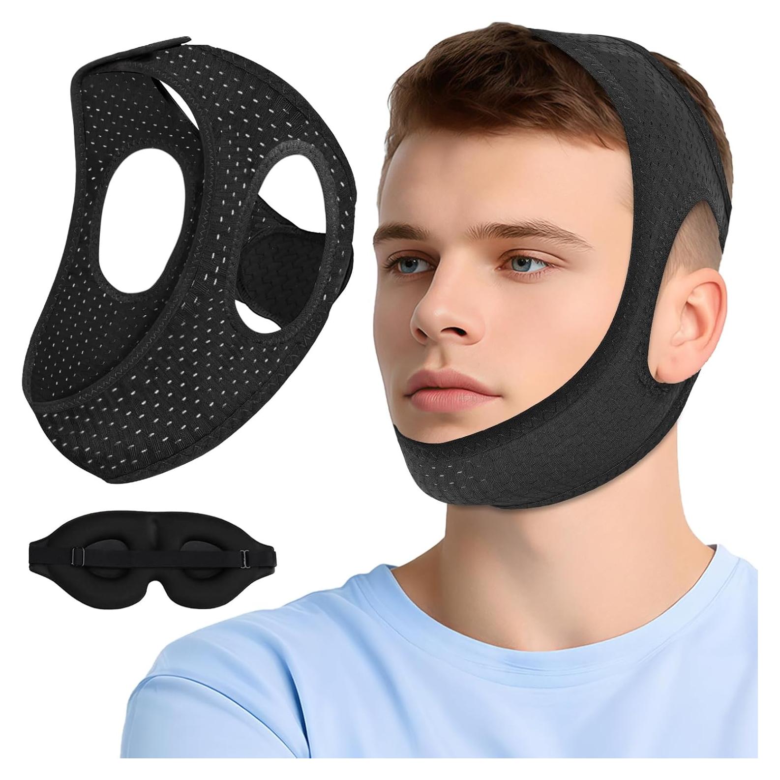 Correa para Barbilla Anti Ronquidos AIR BLOW Ajustable Negra